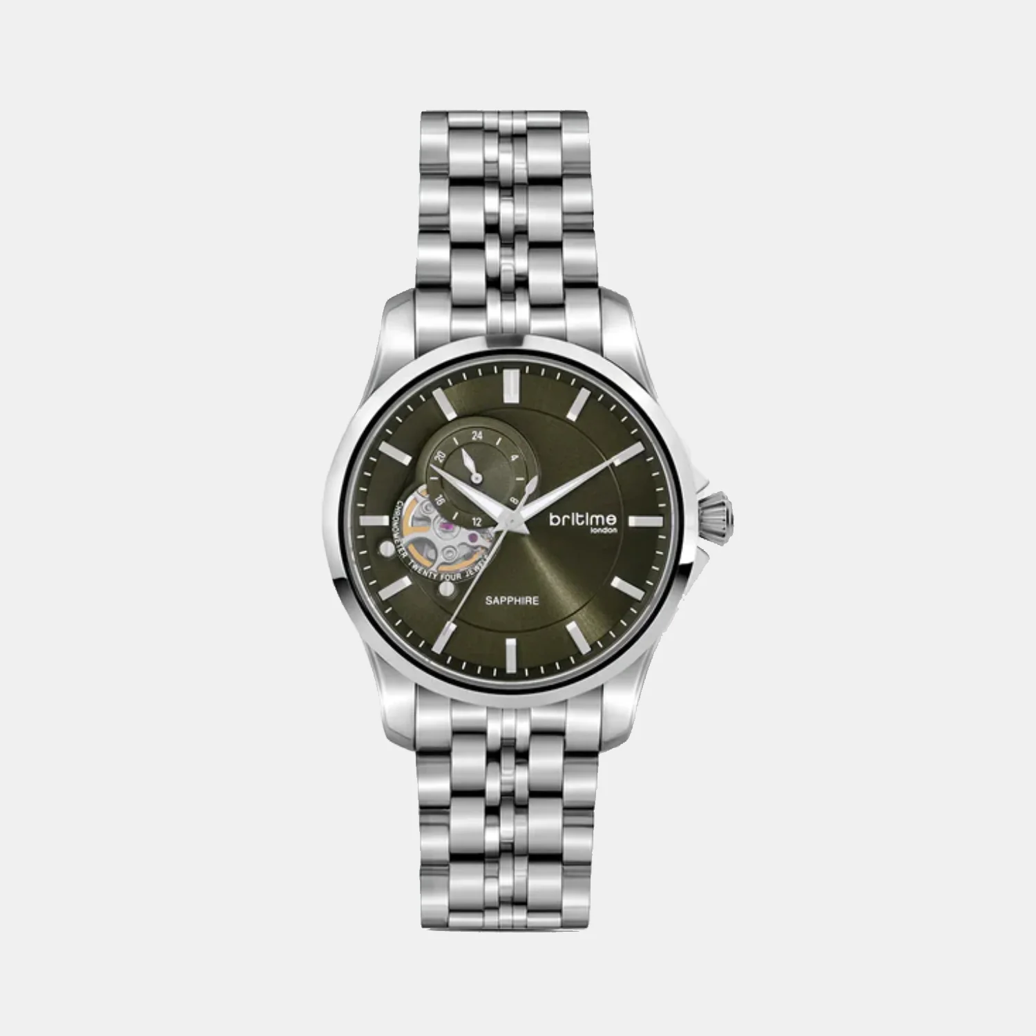 Men Automatic Green Dial Analog Metal Watch 166-M11801 - Image 2