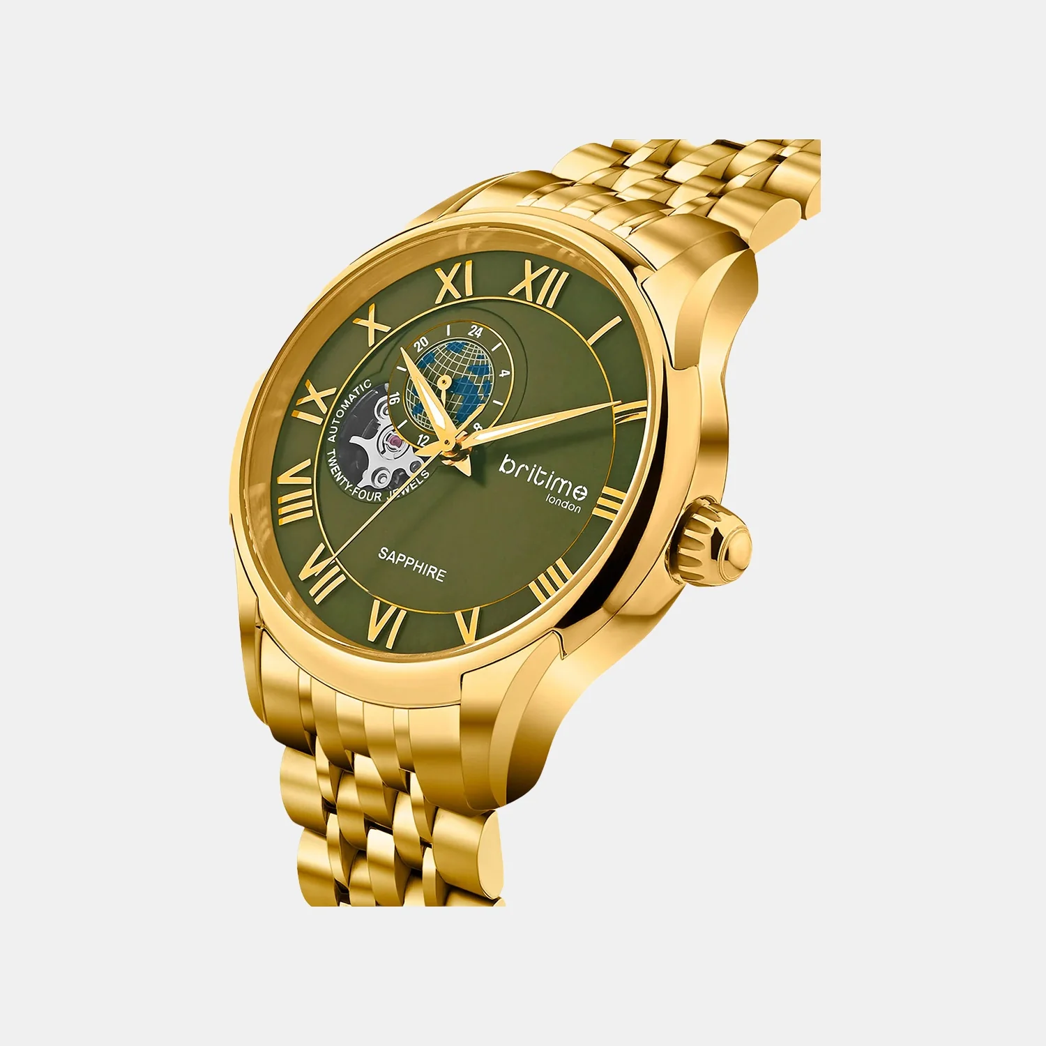 Men Automatic Green Dial Analog Metal Watch 318-M21402 - Image 2