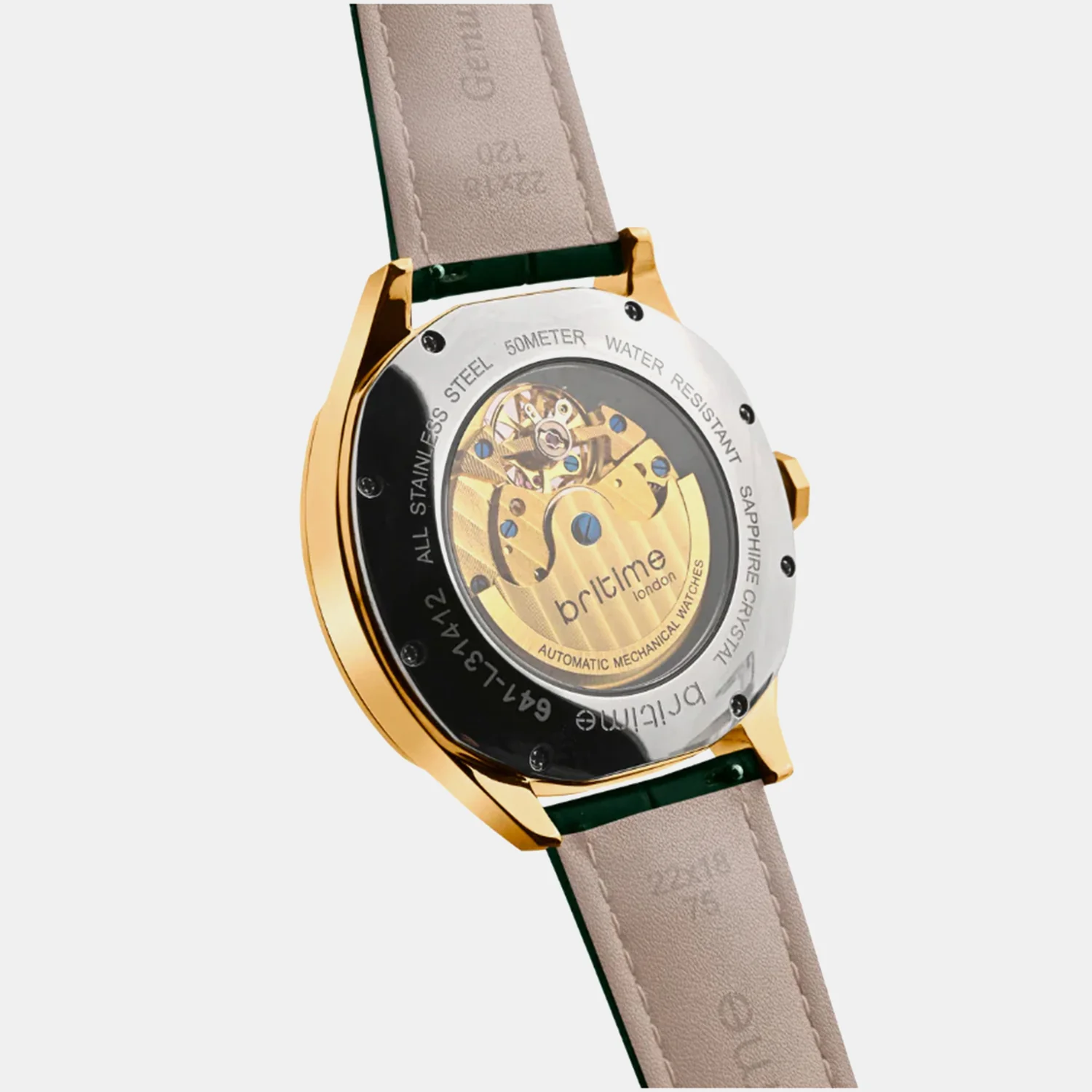 Men Automatic Green Dial Multi-Function Leather Watch 1641-L31412 - Image 4