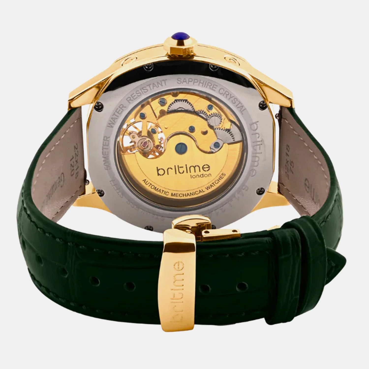 Men Automatic Green Dial Multi-Function Leather Watch 1641-L31412 - Image 5