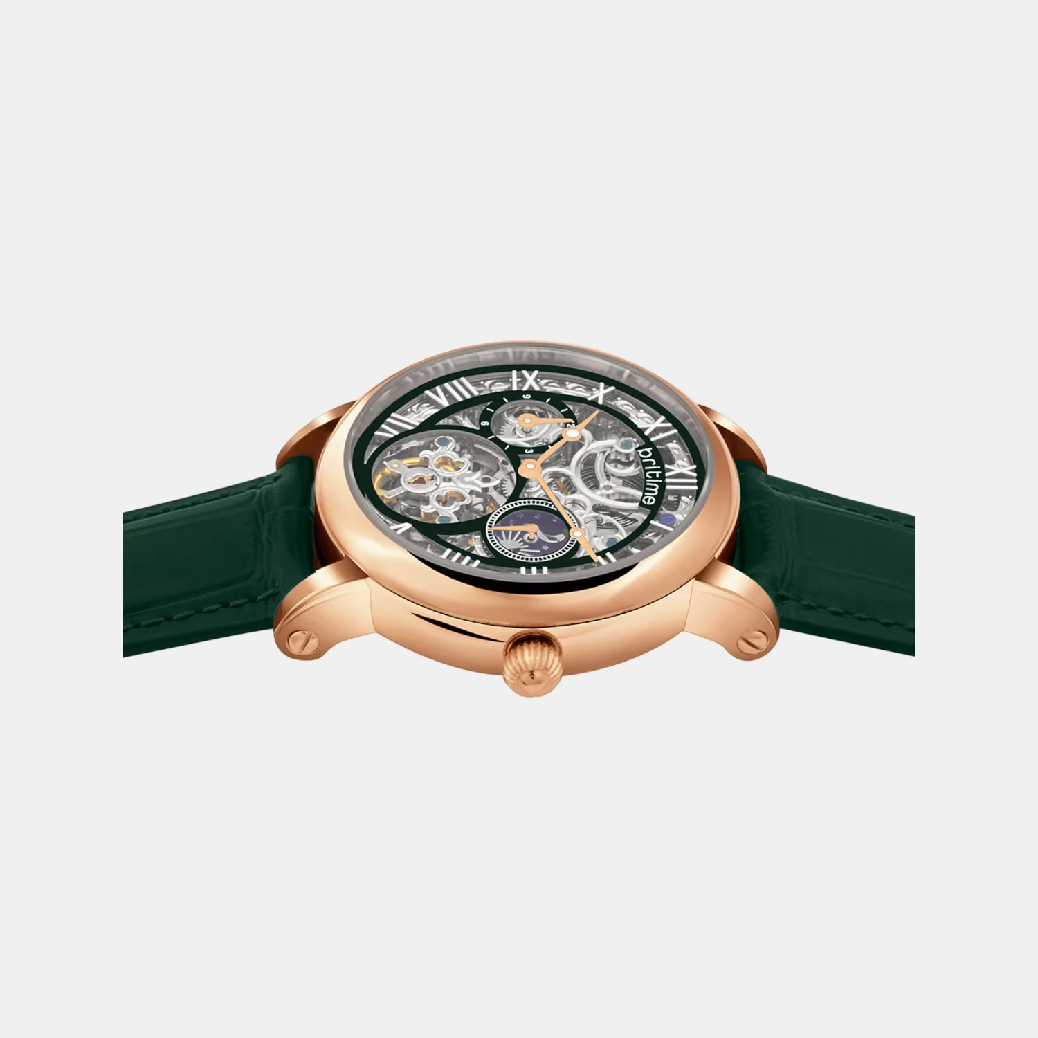 Men Automatic Green Dial Multi-Function Leather Watch 786-L31412 - Image 7