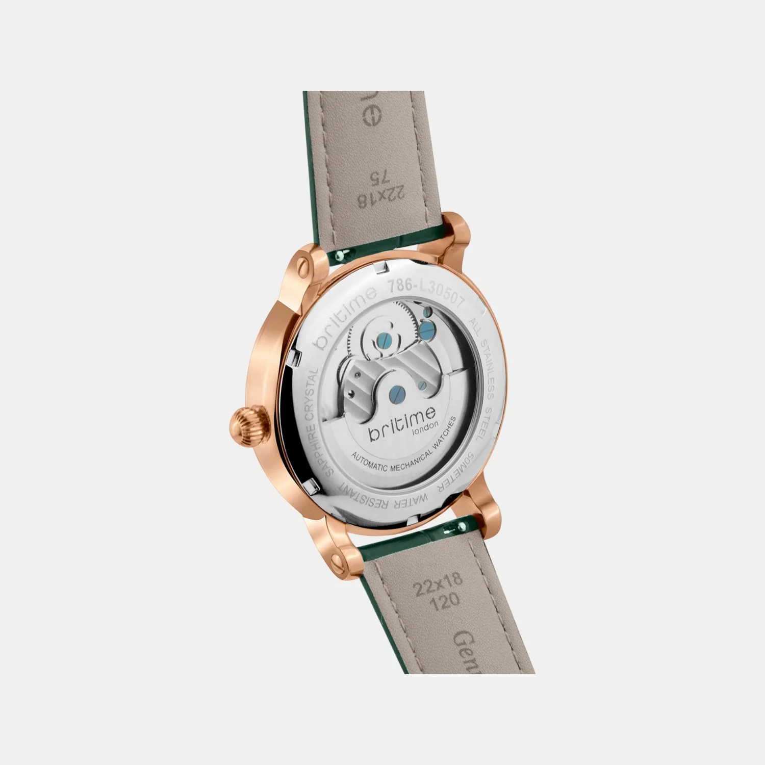 Men Automatic Green Dial Multi-Function Leather Watch 786-L31412 - Image 9