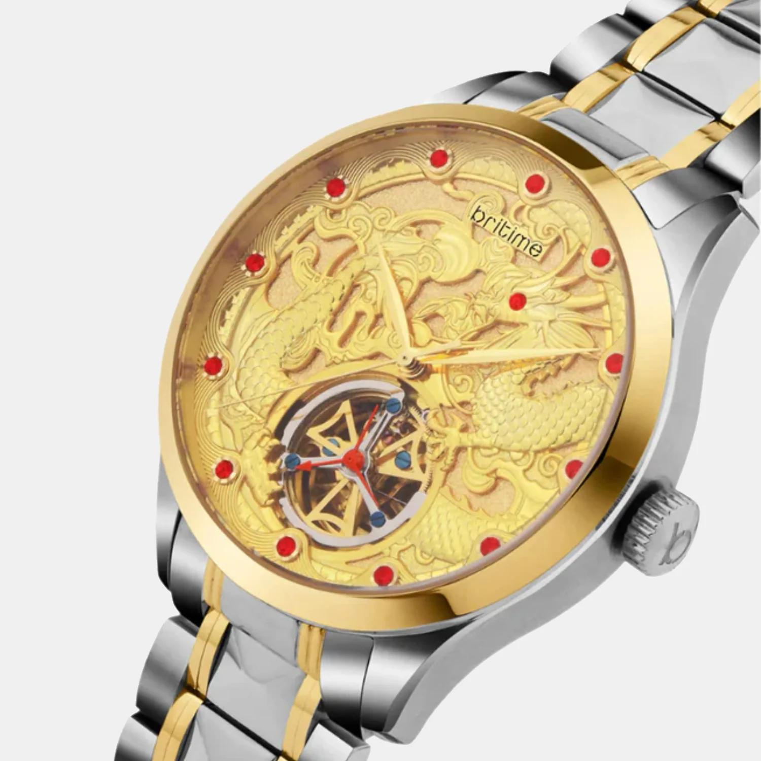 Men Automatic Gold Dial Analog Stainless Steel Watch 359-M10705 - Image 3