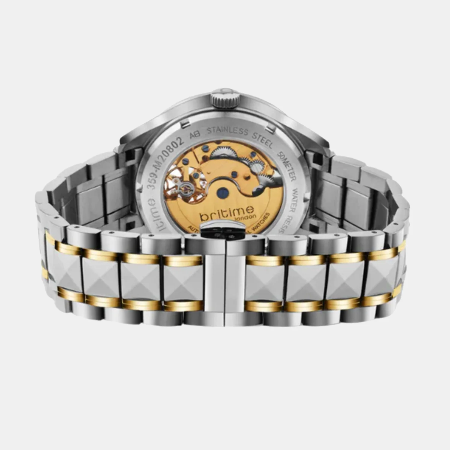 Men Automatic Gold Dial Analog Stainless Steel Watch 359-M10705 - Image 5