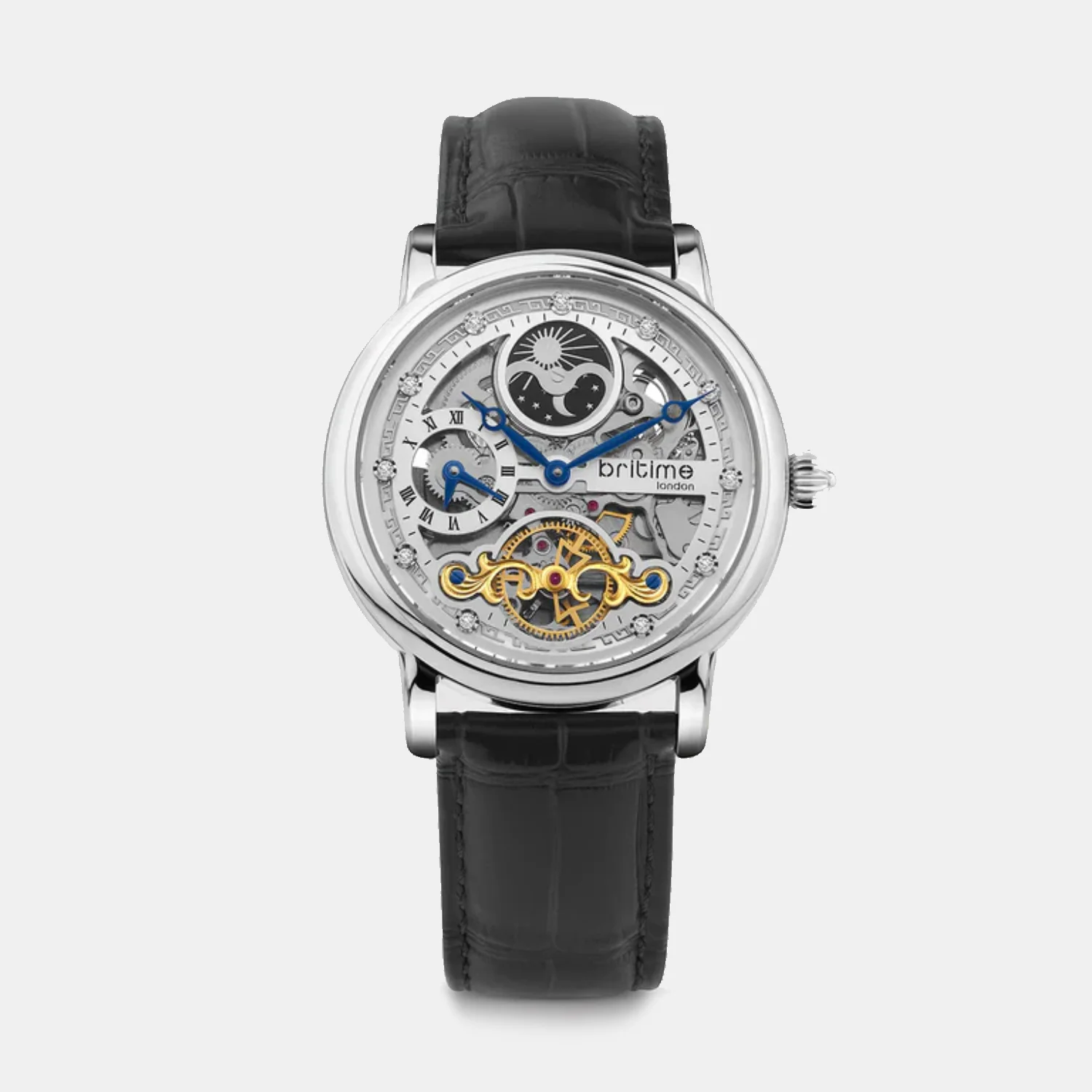 Men Automatic Silver Dial Analog Leather Watch 641-L10306 - Image 2