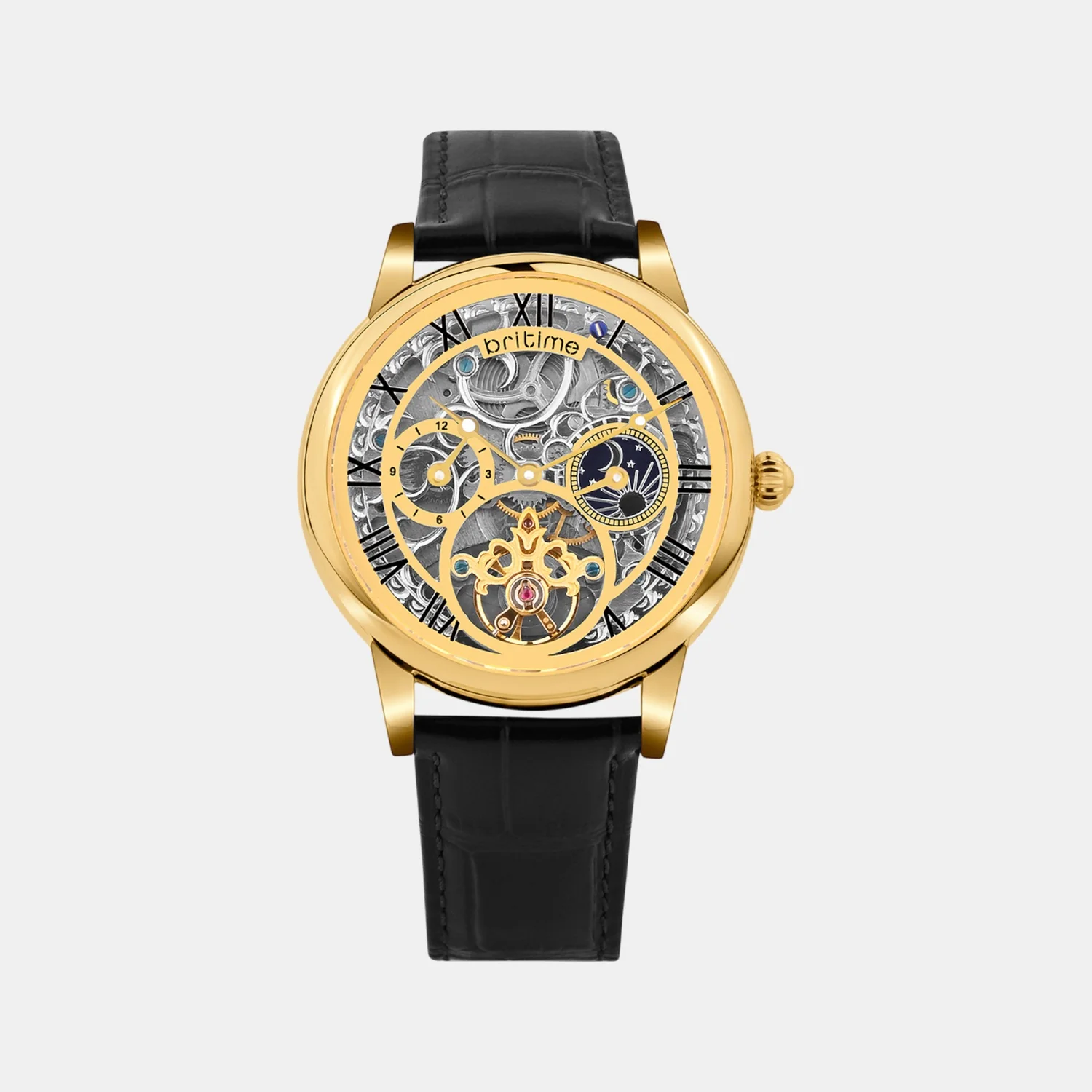 Men Automatic Silver Dial Analog Leather Watch 786-L20406 - Image 2