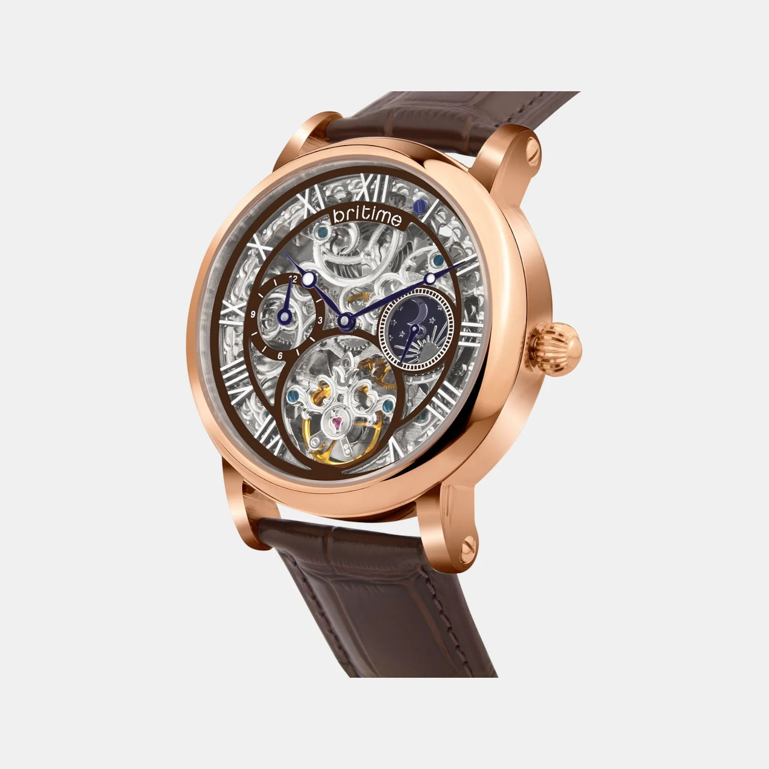 Men Automatic Silver Dial Analog Leather Watch 786-L30608 - Image 3