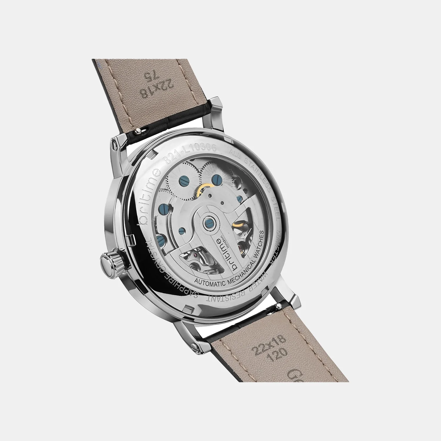 Men Automatic Silver Dial Multi-Function Leather Watch 821-L10306 - Image 3