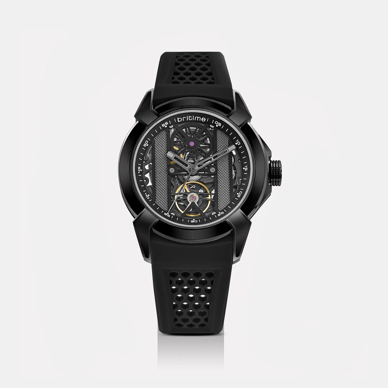 Quantum Men Automatic Black Dial Analog Silicone Watch 395-P81506