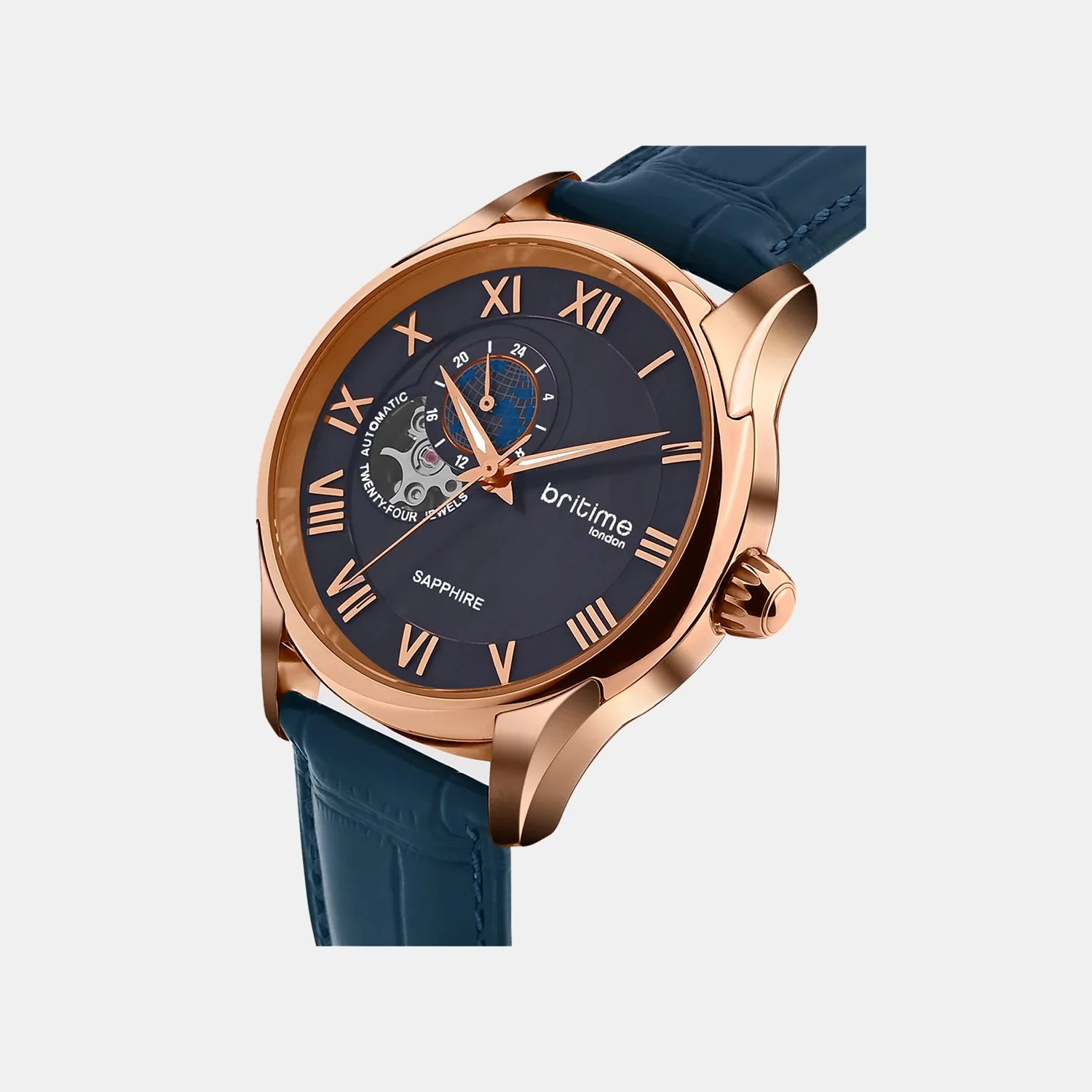 Spiral Men Automatic Blue Dial Multi-Function Leather Watch 318-L30507 - Image 2