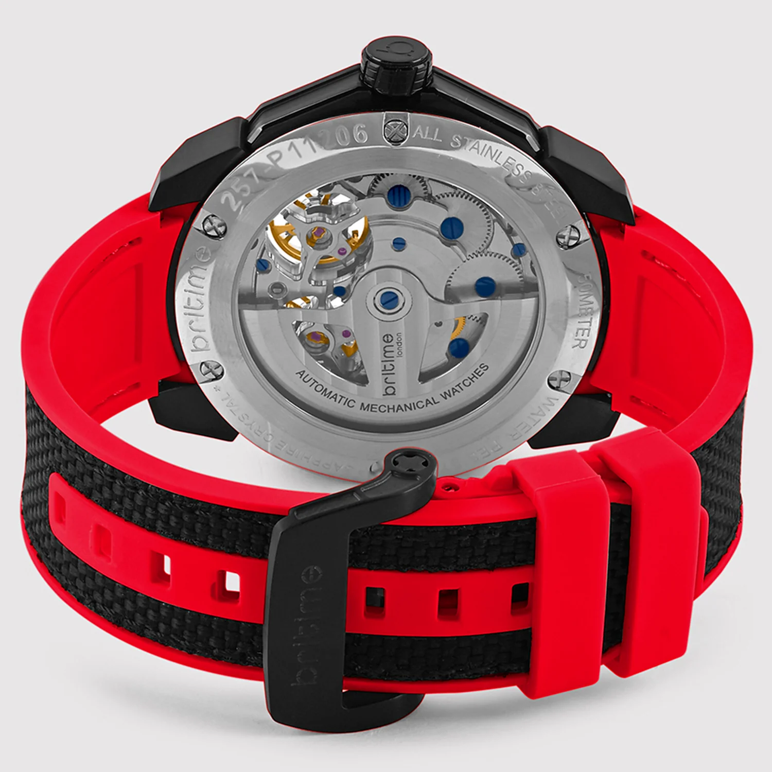 Vortex Men Automatic Red Dial Analog Silicone Watch 257-P11206 - Image 7