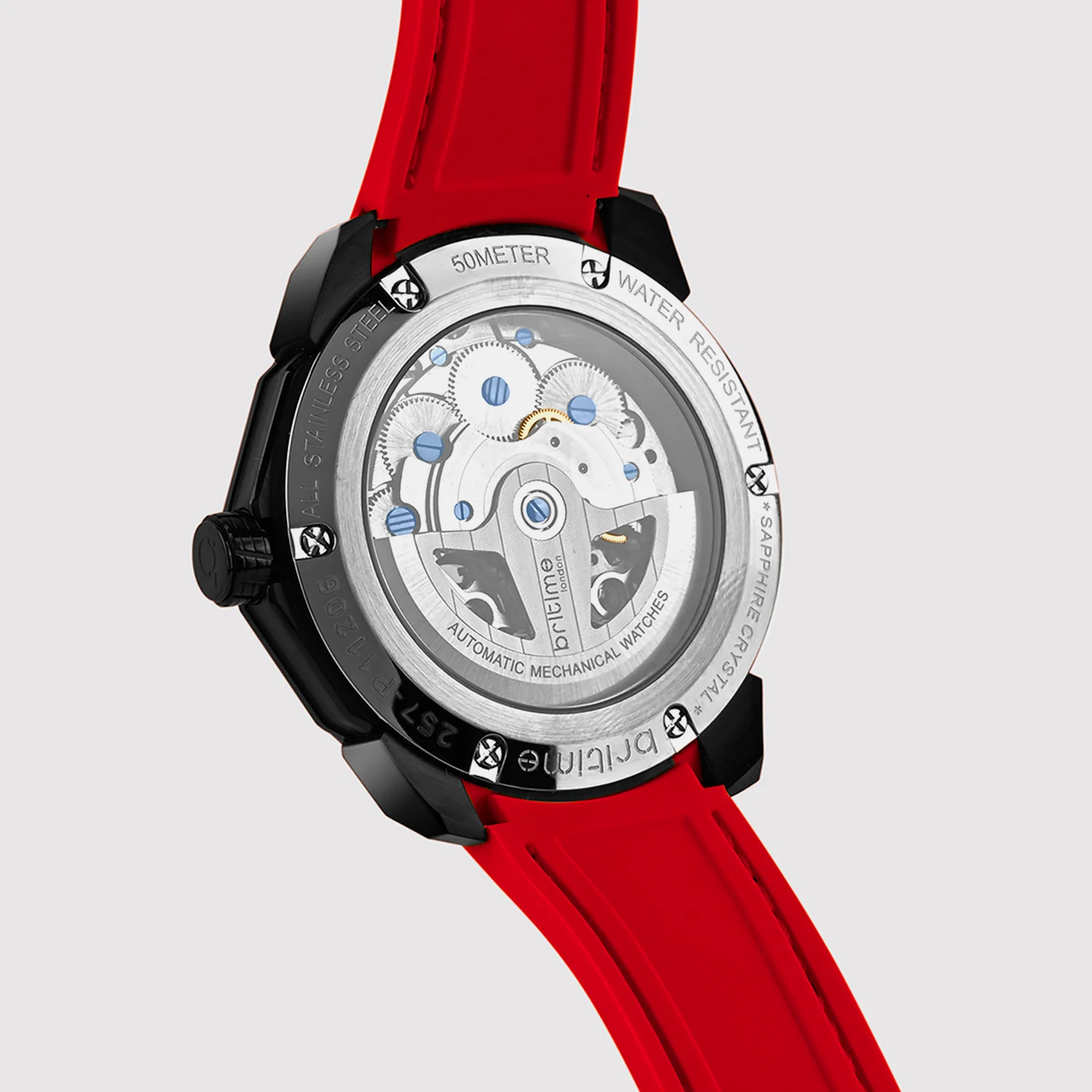 Vortex Men Automatic Red Dial Analog Silicone Watch 257-P11206 - Image 8