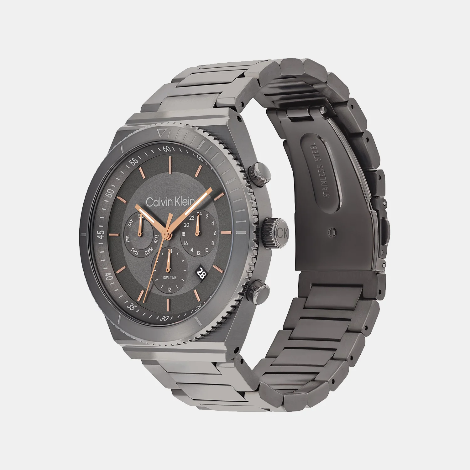 Ck Fearless Men Quartz Grey Dial Chronograph Stainless Steel Watch 25200304 - Image 2