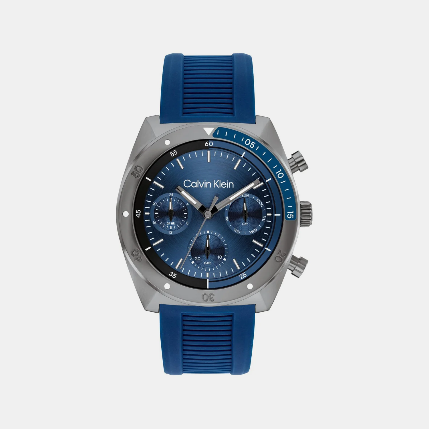 Ck Flex Men Quartz Blue Dial Chronograph Rubber Watch 25200468
