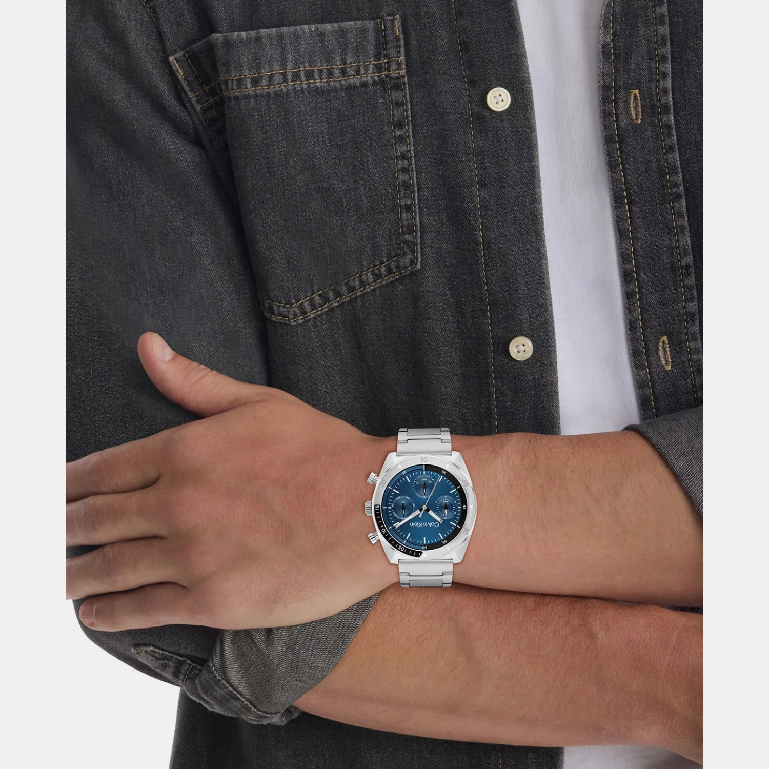 Ck Flex Men Quartz Blue Dial Multi-Function Stainless Steel Watch 25200464 - Image 4