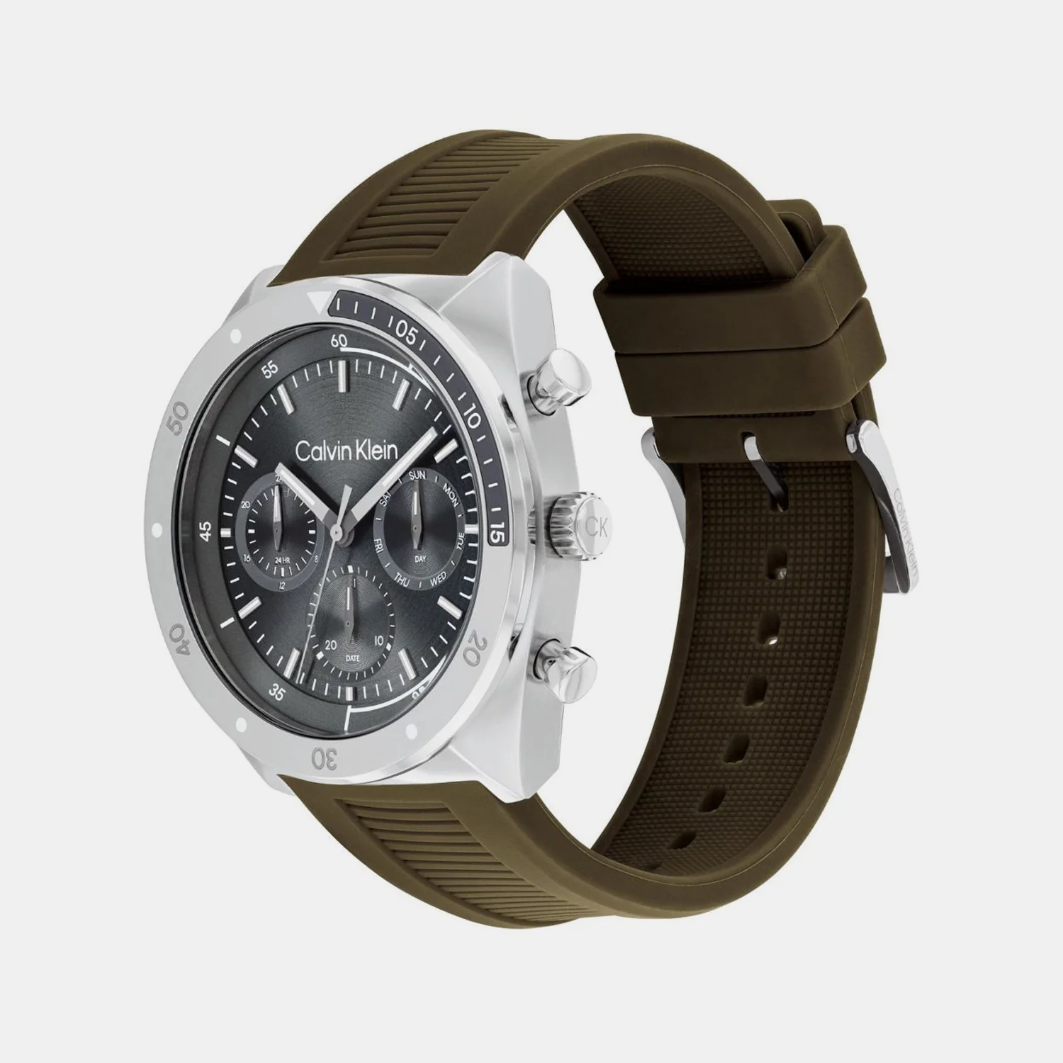 Ck Flex Men Quartz Cool Grey Dial Chronograph Silicone Watch 25200469 - Image 2