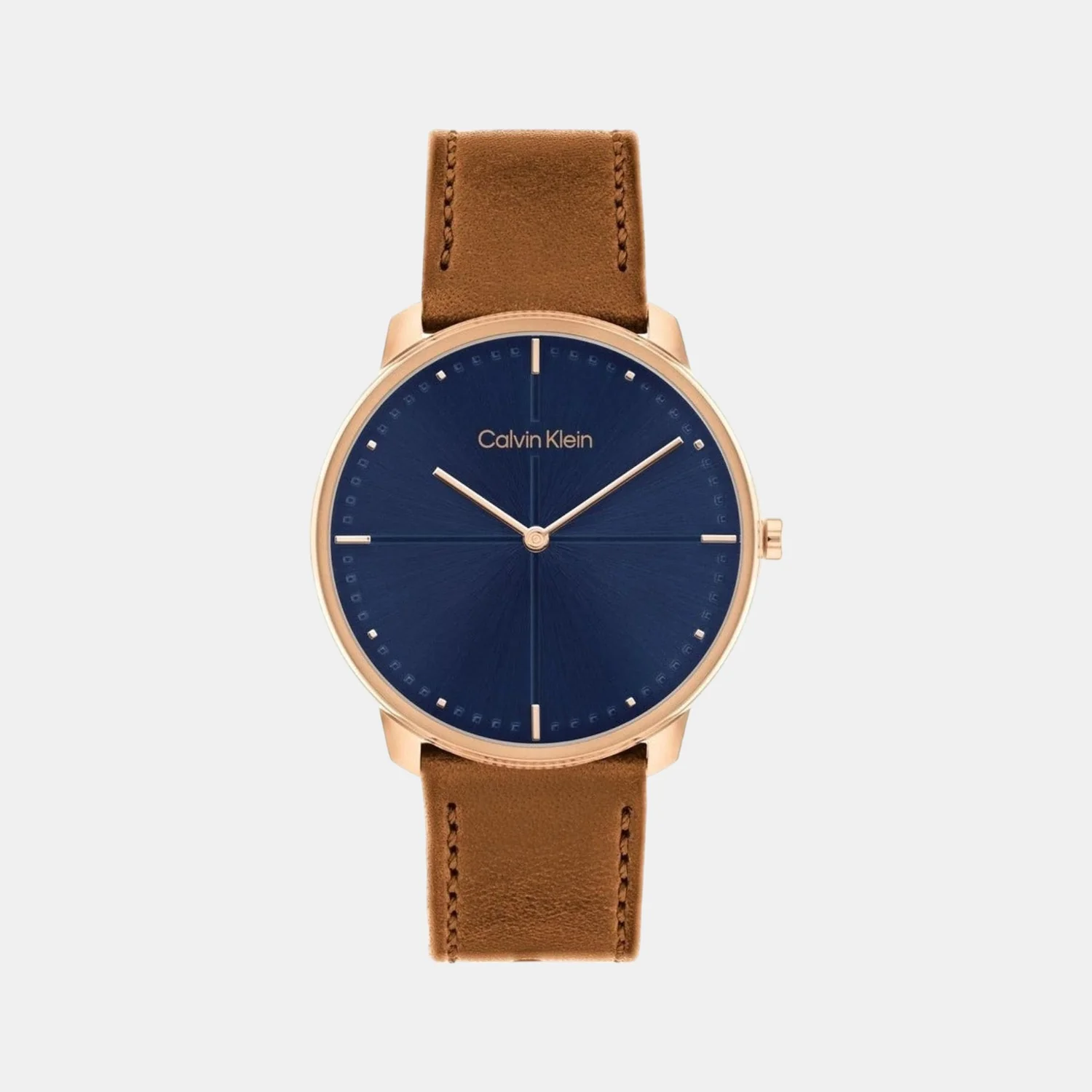 Ck Iconic Men Quartz Blue Dial Analog Leather Watch 25200154