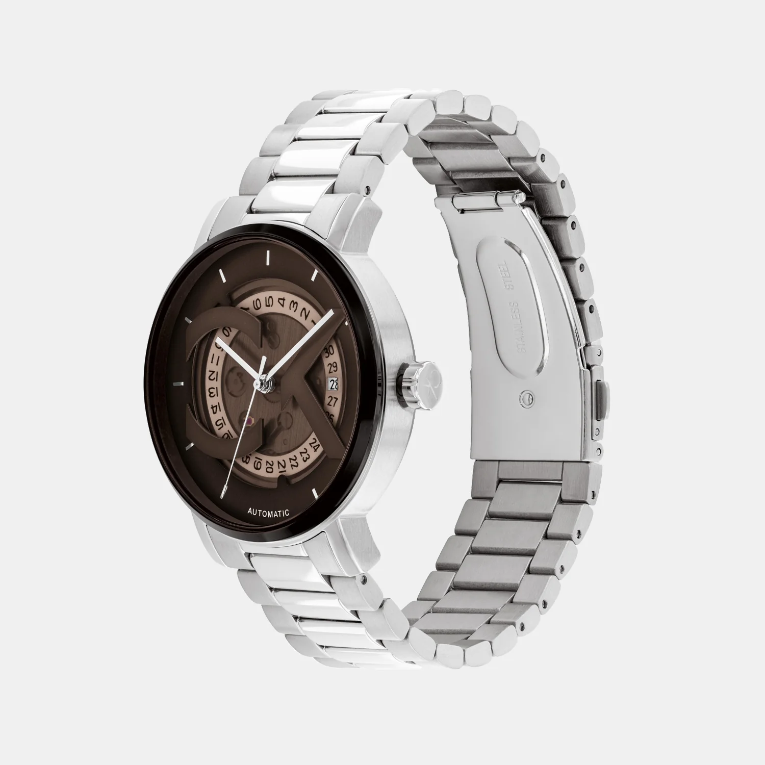Ck Iconic Unisex Automatic Brown Dial Analog Stainless Steel Watch 25300018 - Image 2