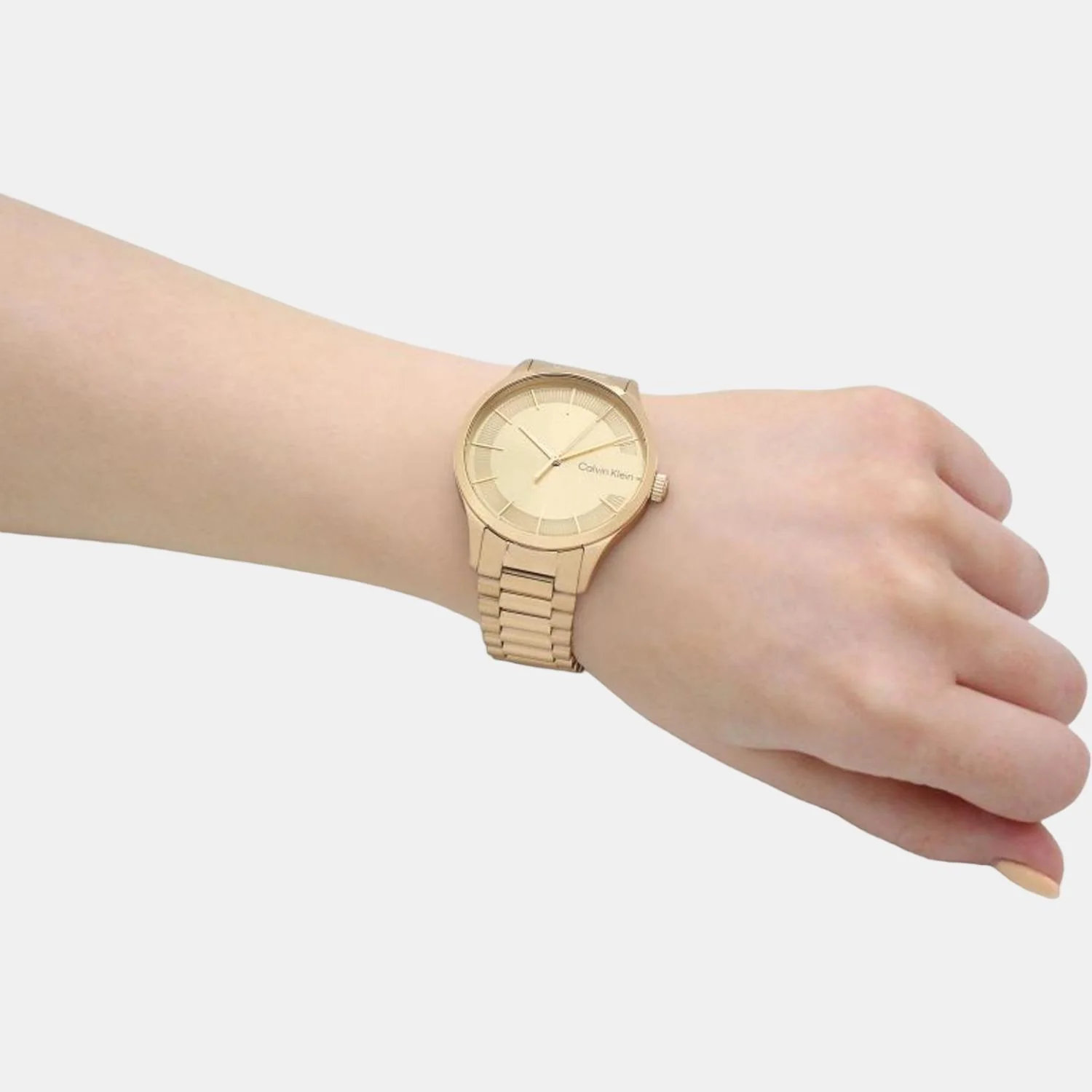 Ck Iconic Unisex Quartz Gold Dial Analog Stainless Steel Watch 25200038 - Image 8