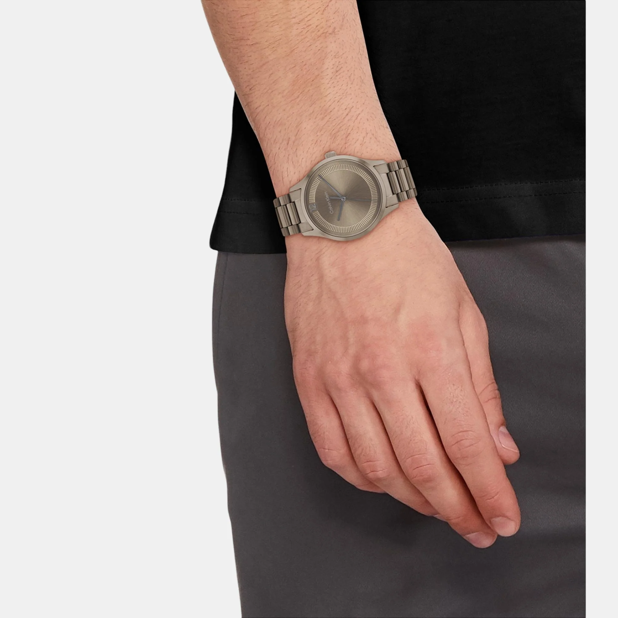 Ck Iconic Unisex Quartz Khaki Dial Analog Stainless Steel Watch 25200228 - Image 4