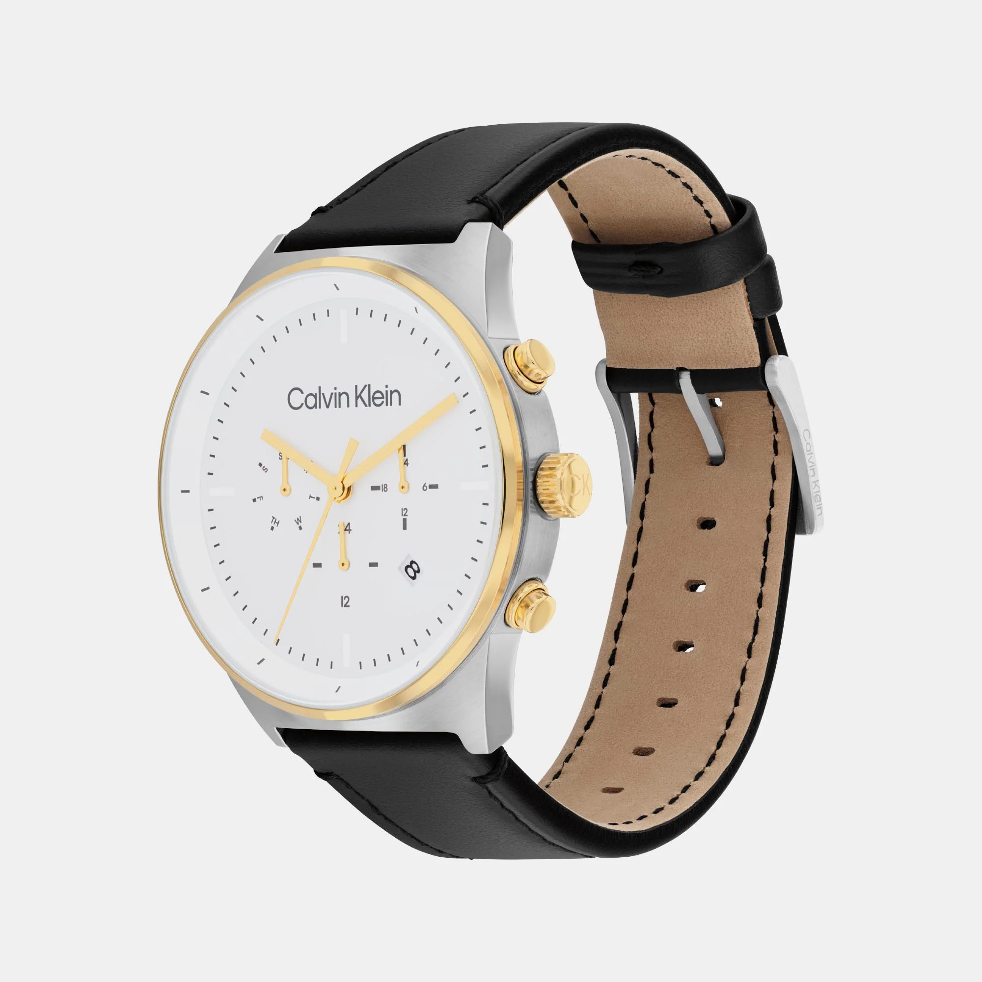 Ck Impressive Men Quartz White Dial Chronograph Leather Watch 25200299 - Image 2