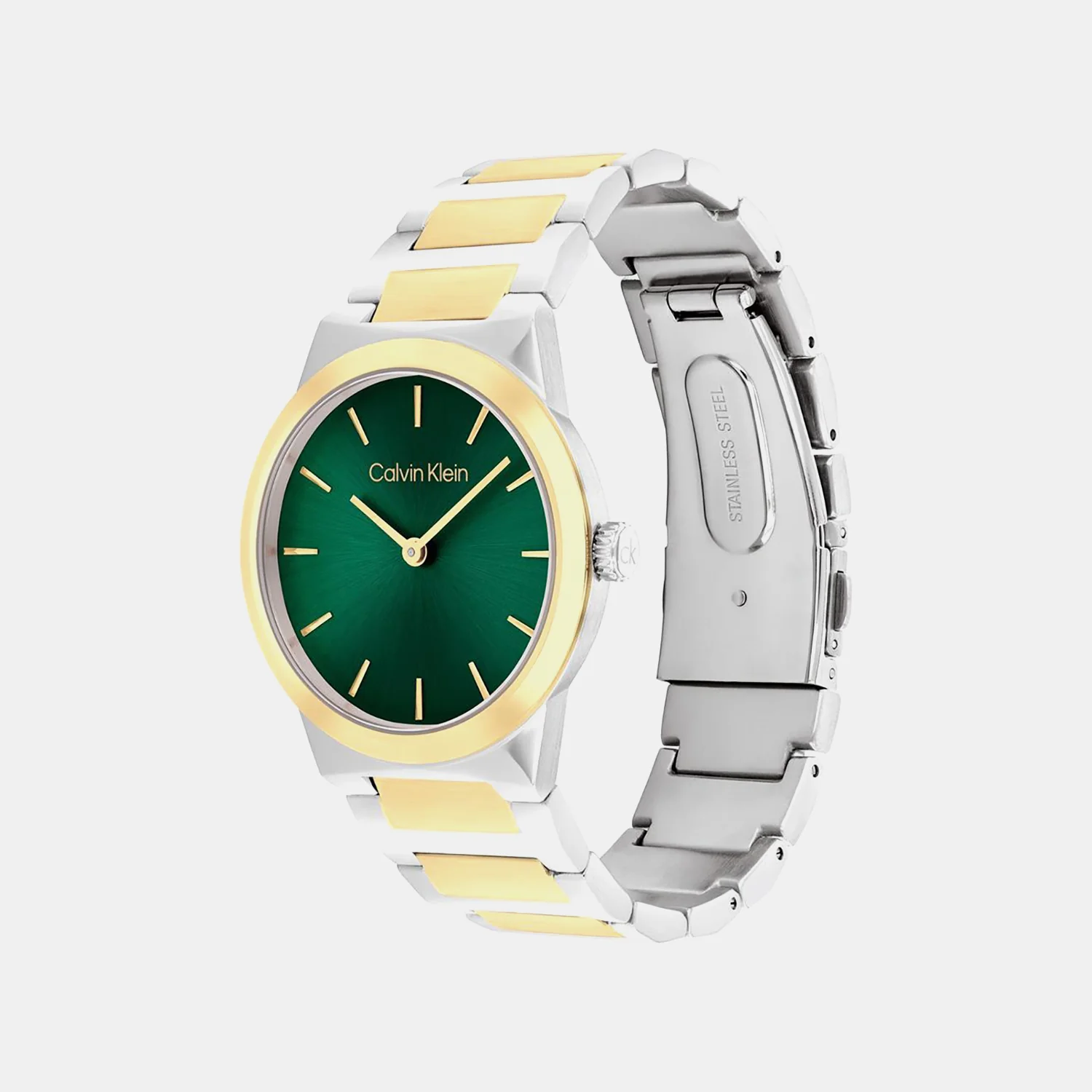 Ck Linear Elegance Women Quartz Green Dial Analog Stainless Steel Watch 25100114 - Image 2