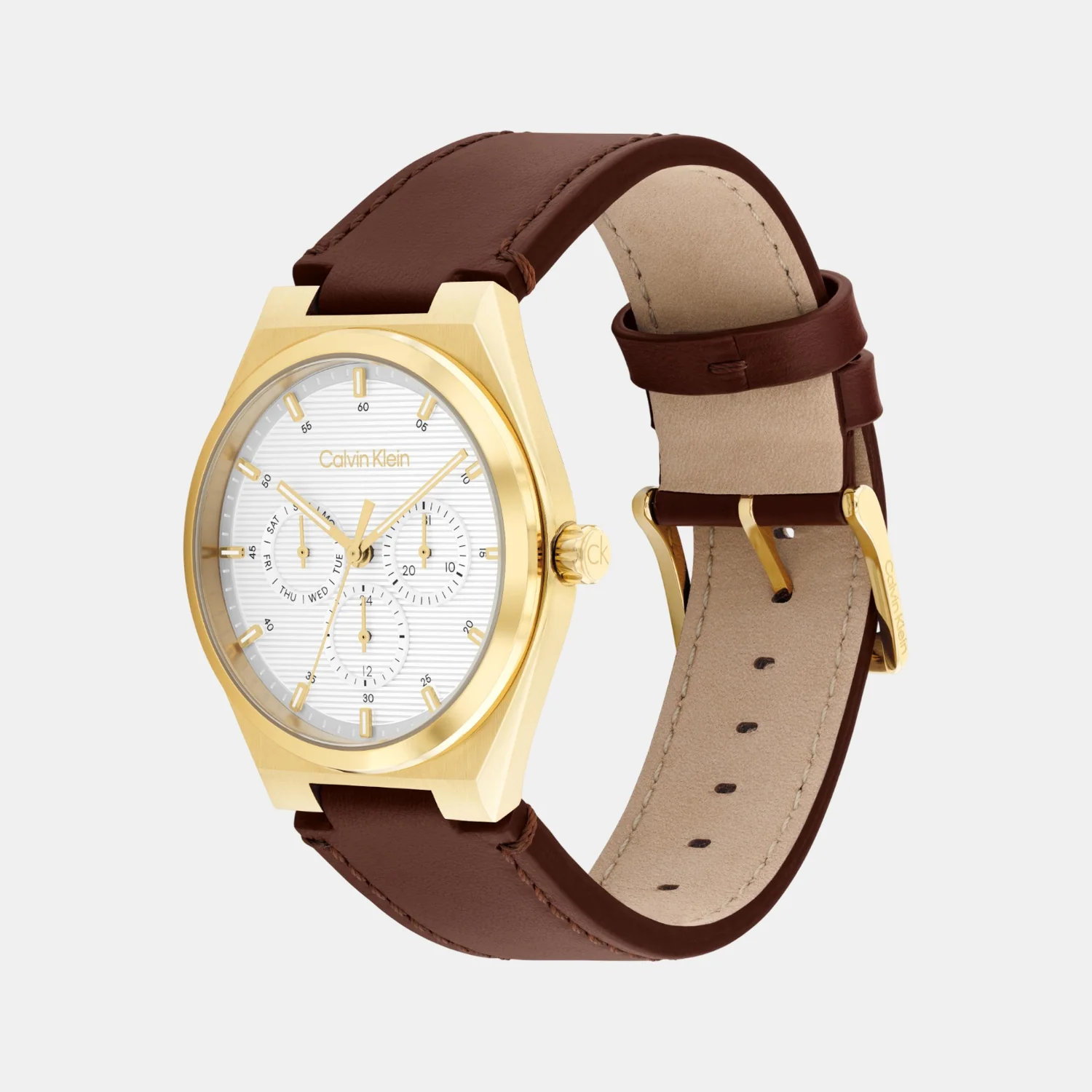 Ck Motion Men Quartz White Dial Multi-Function Leather Watch 25200523 - Image 2