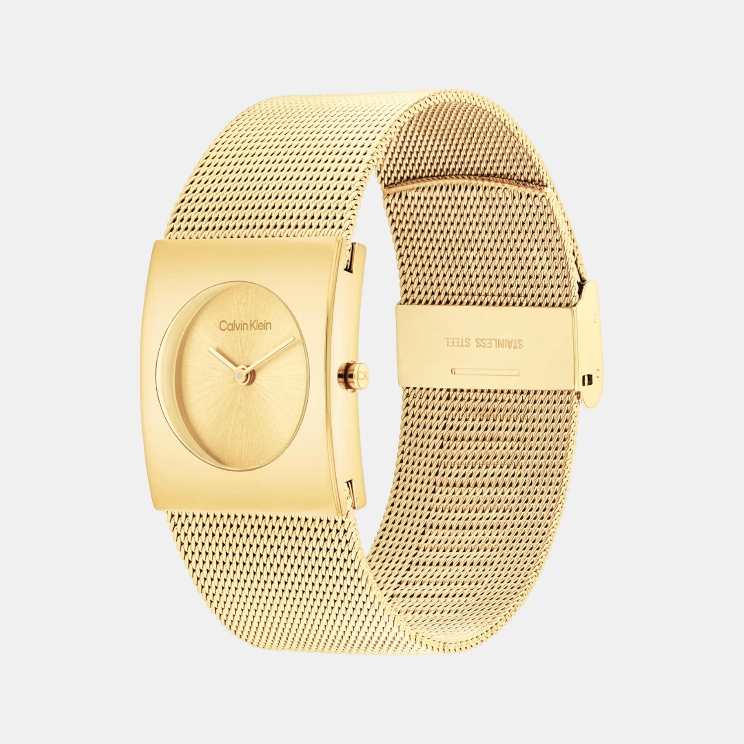 Ck Pulse Women Quartz Gold Dial Analog Mesh Watch 25100062 - Image 3
