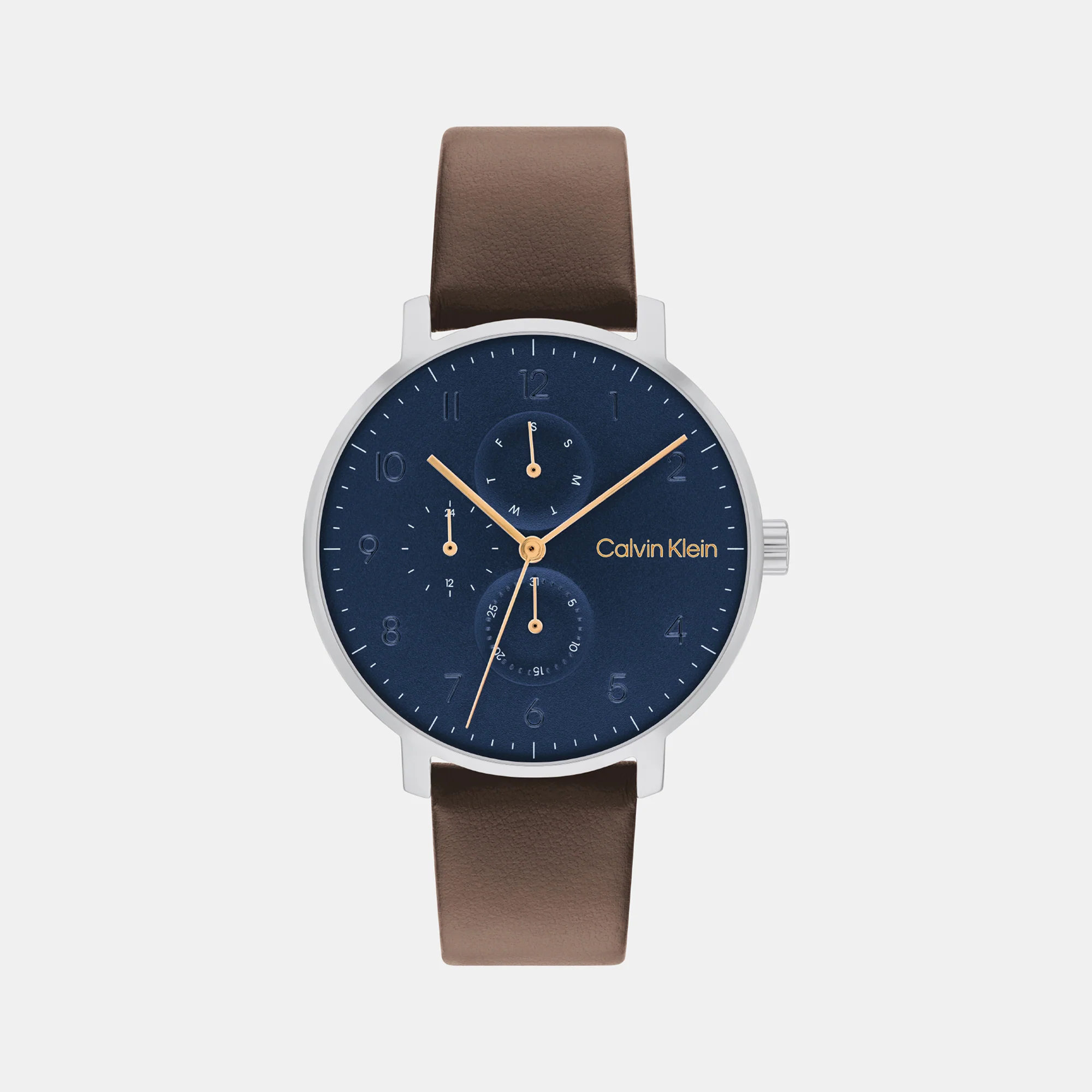 Ck Stun Unisex Quartz Blue Dial Multi-Function Leather Watch 25200406 - Image 2