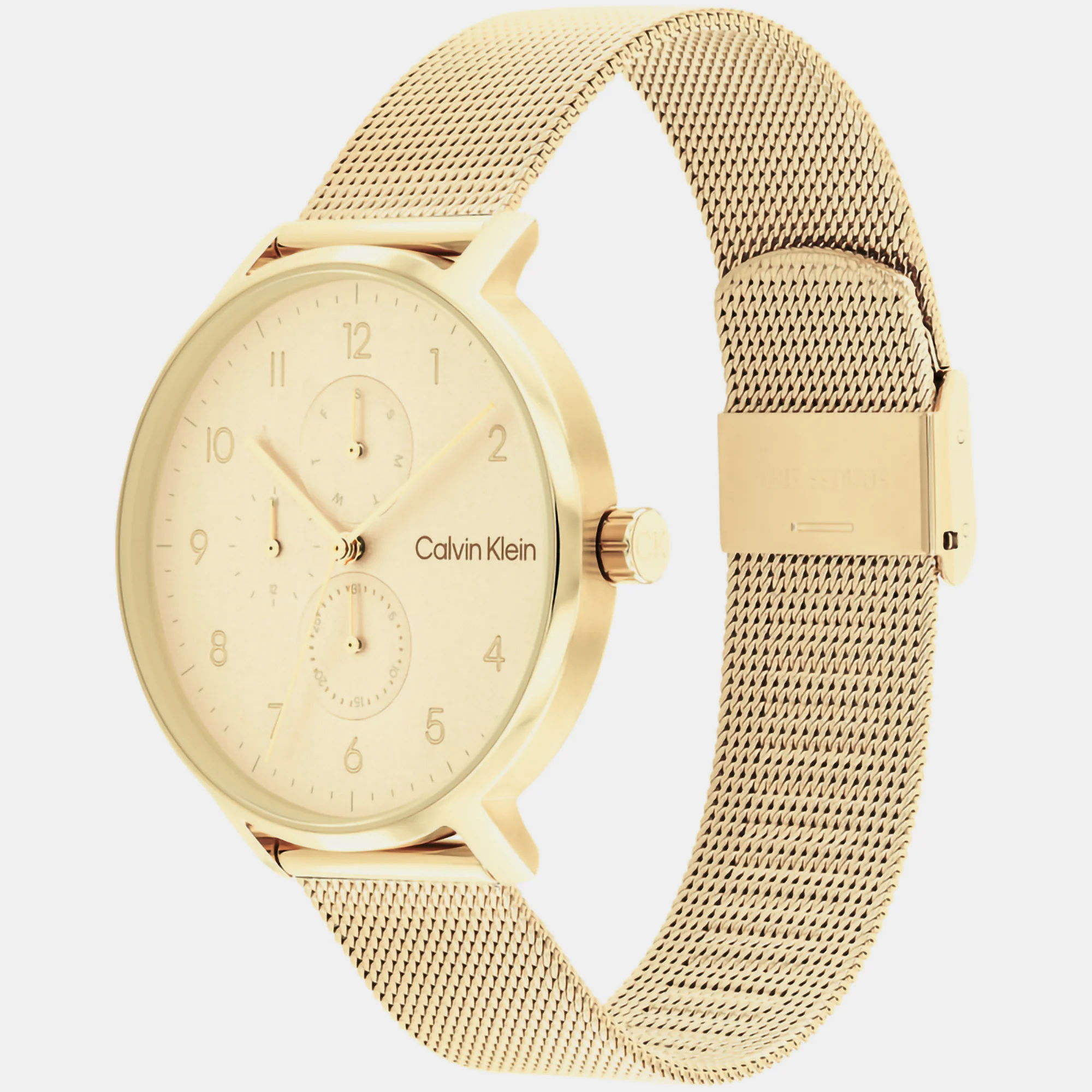 Ck Stun Unisex Quartz Champagne Dial Analog Mesh Watch 25200403 - Image 2