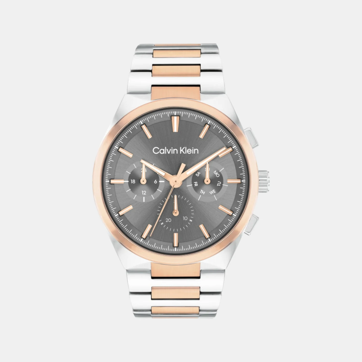 Distinguish Men Quartz Gunmetal Dial Multi-Function Stainless Steel Watch 25200536