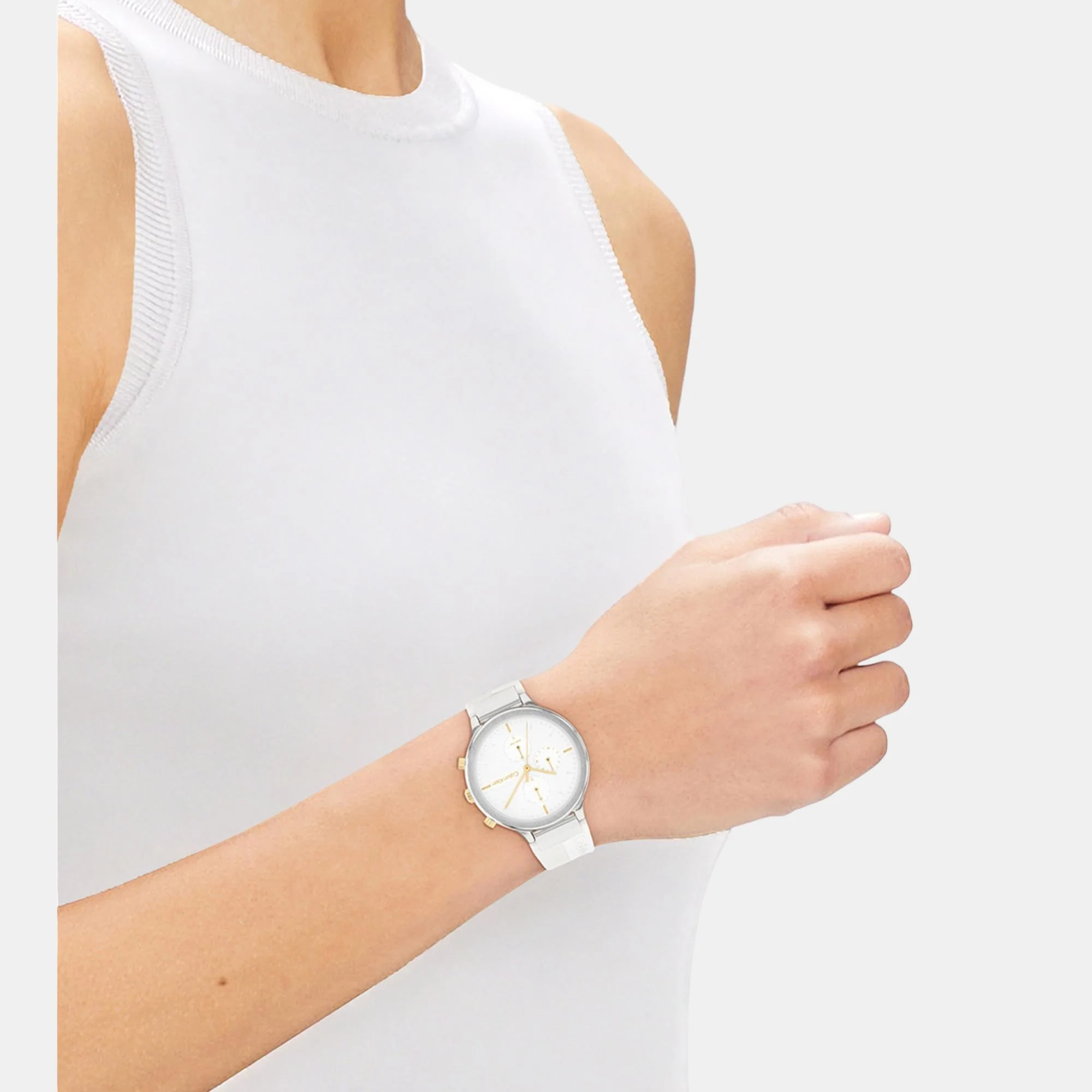 Energize Women Quartz White Dial Chronograph Silicone Watch 25200244 - Image 4