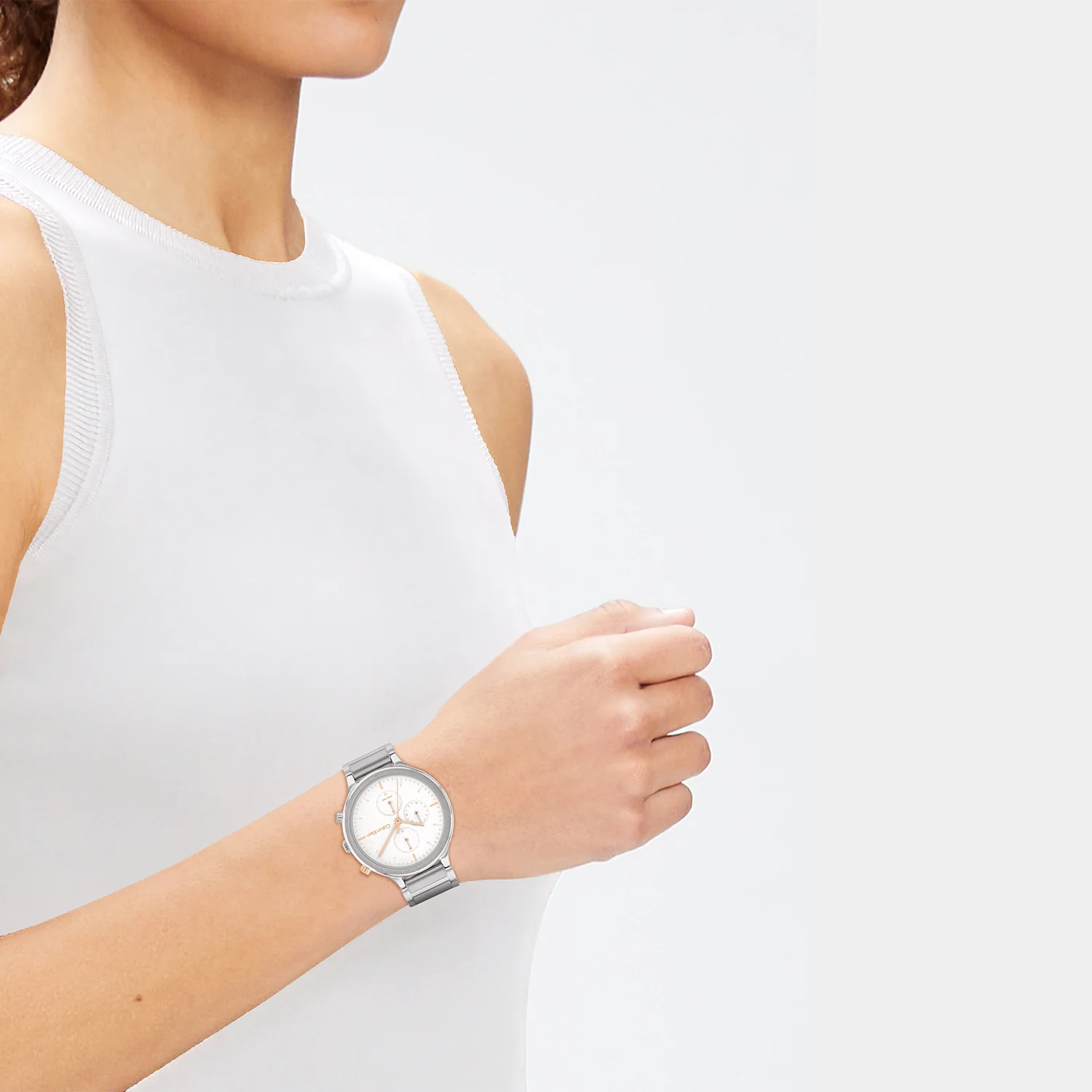 Energize Women Quartz White Dial Chronograph Stainless Steel Watch 25200238 - Image 4