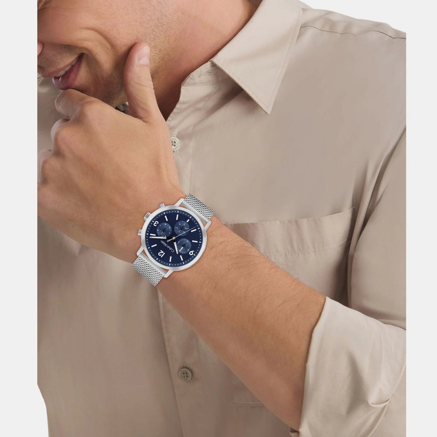 Gauge Men Quartz Blue Dial Multi-Function Mesh Watch 25200438 - Image 4