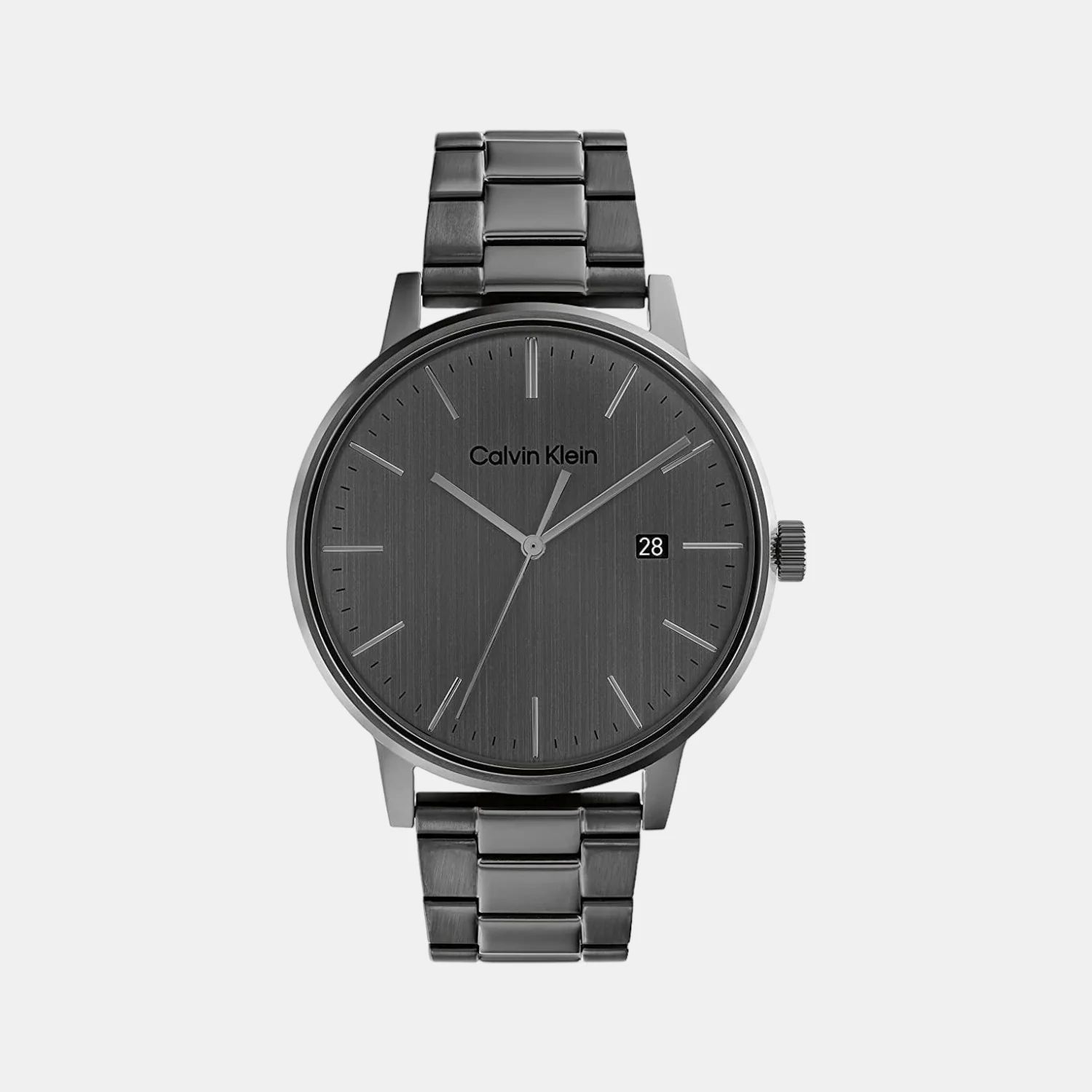 Linked Bracelet Men Quartz Grey Dial Analog Stainless Steel Watch 25200054