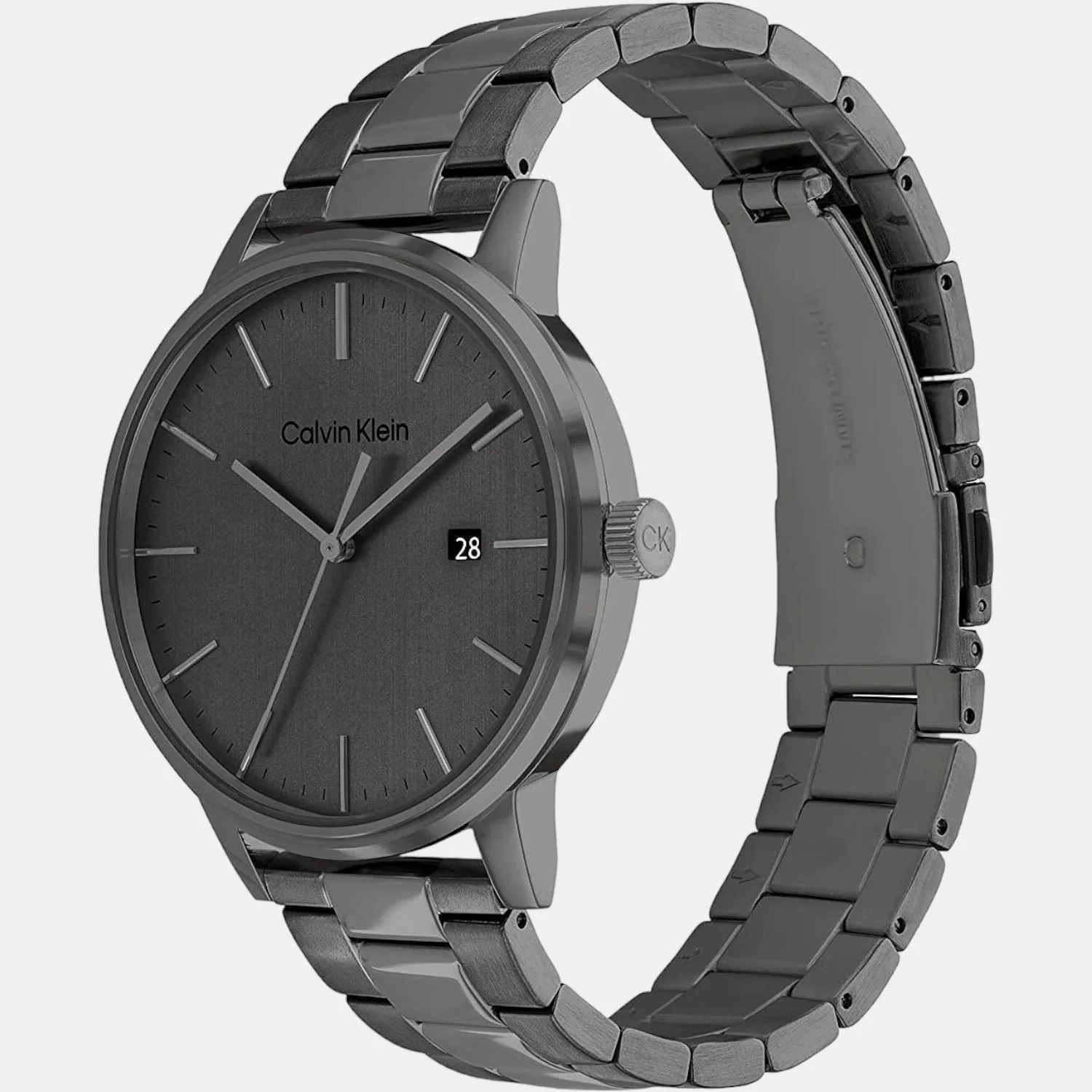 Linked Bracelet Men Quartz Grey Dial Analog Stainless Steel Watch 25200054 - Image 2