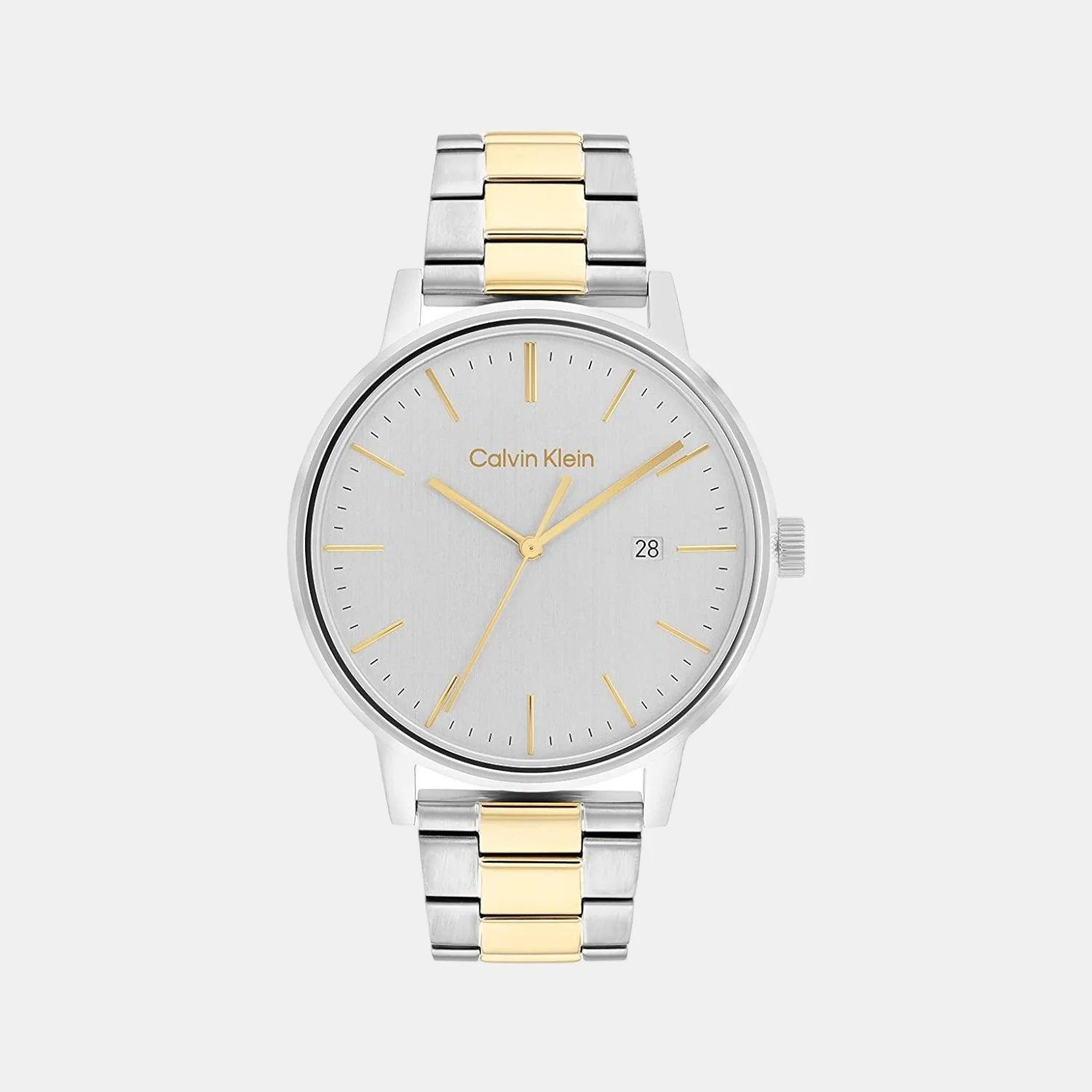 Linked Bracelet Men Quartz Silver Dial Analog Stainless Steel Watch 25200055