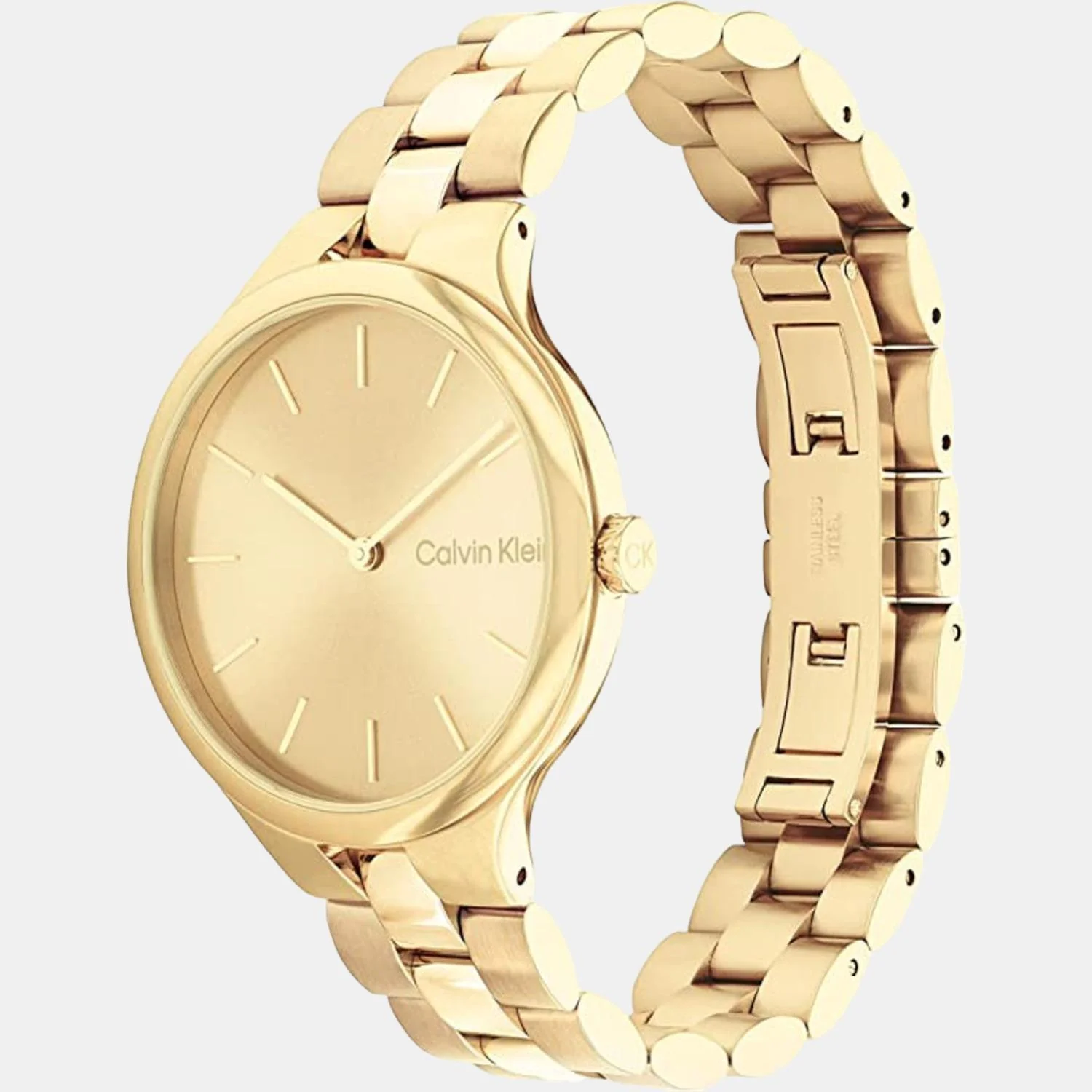 Linked Bracelet Women Quartz Gold Dial Analog Stainless Steel Watch 25200126 - Image 2