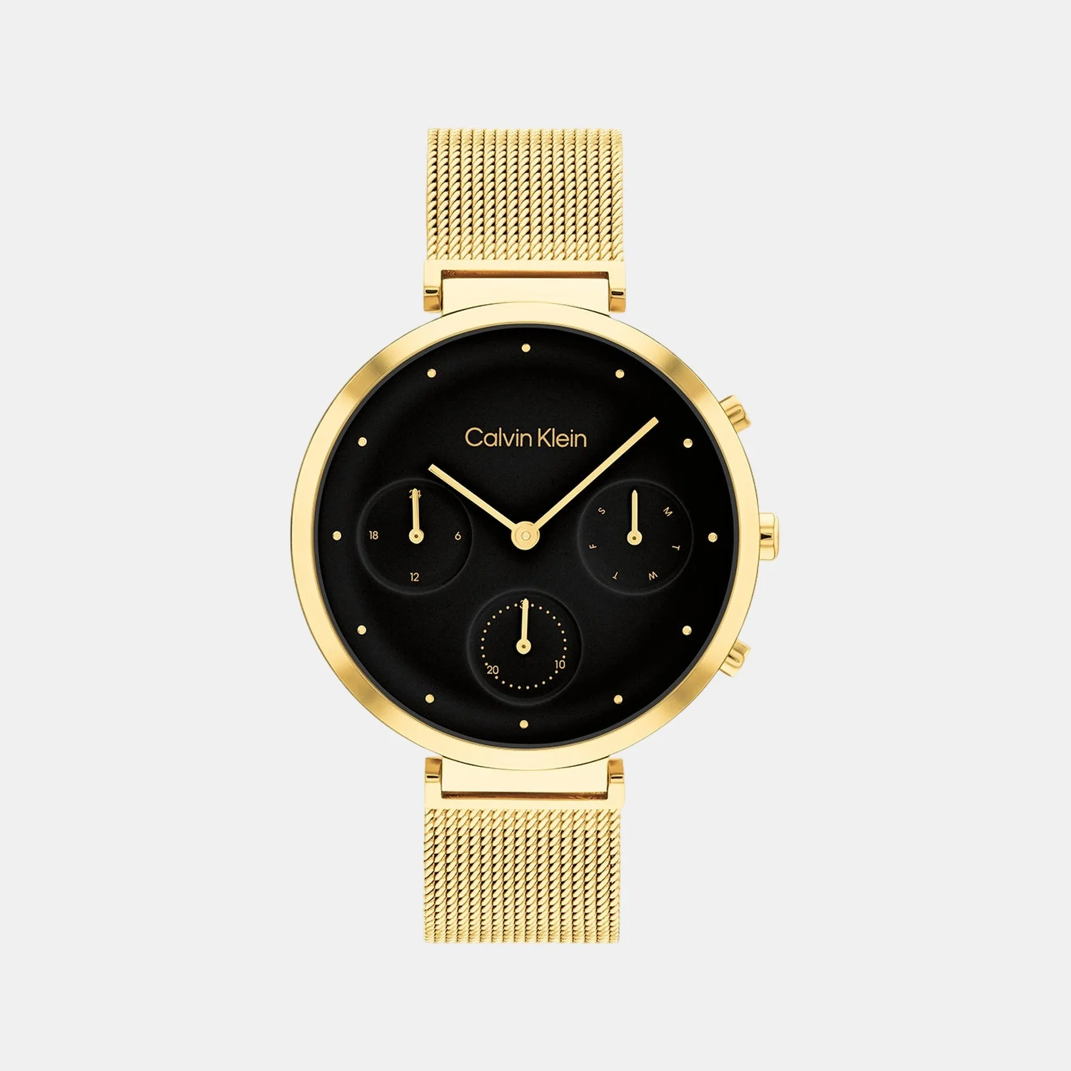 Minimalistic T-Bar Women Quartz Black Dial Chronograph Mesh Watch 25200287