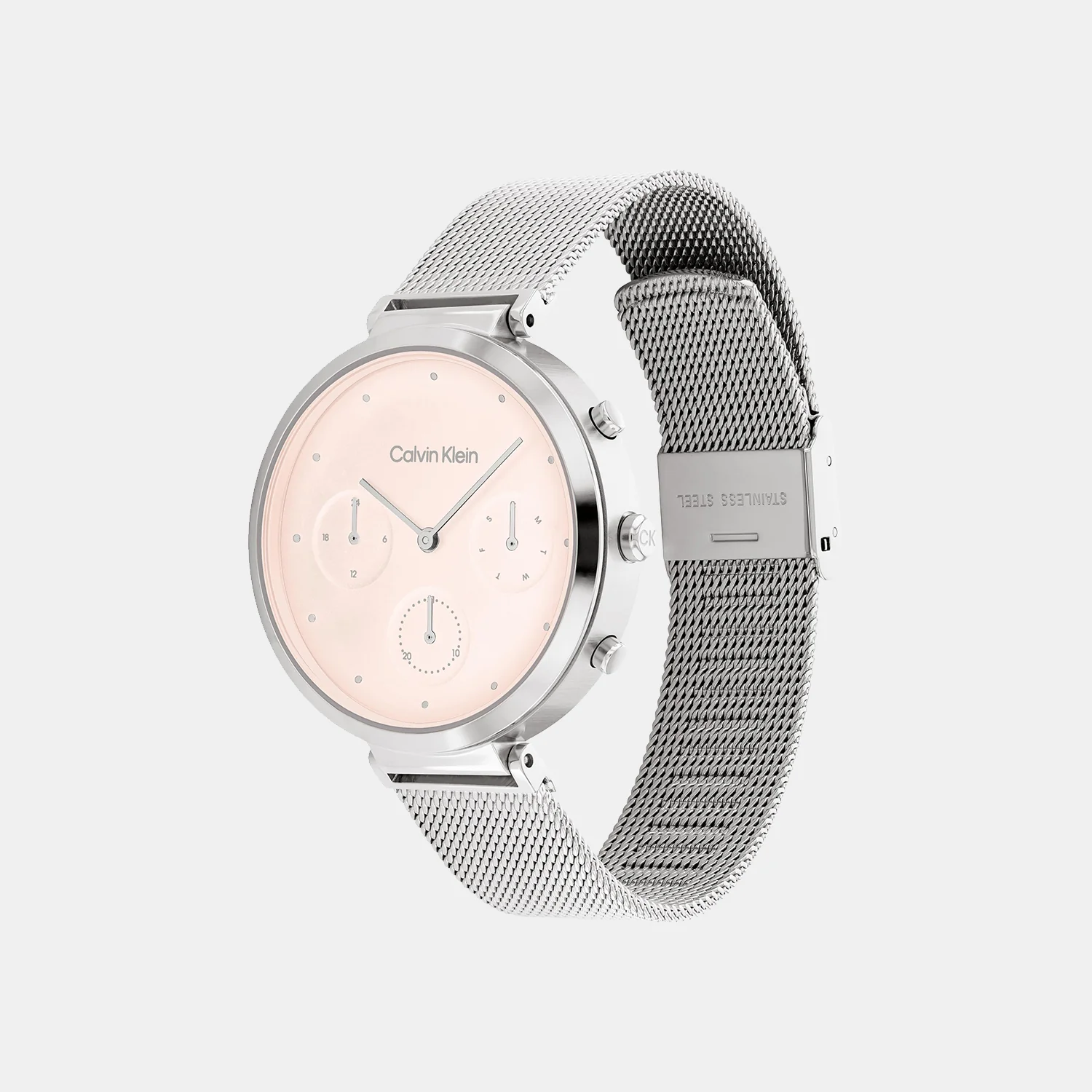Minimalistic T-Bar Women Quartz Pink Dial Chronograph Mesh Watch 25200286 - Image 2