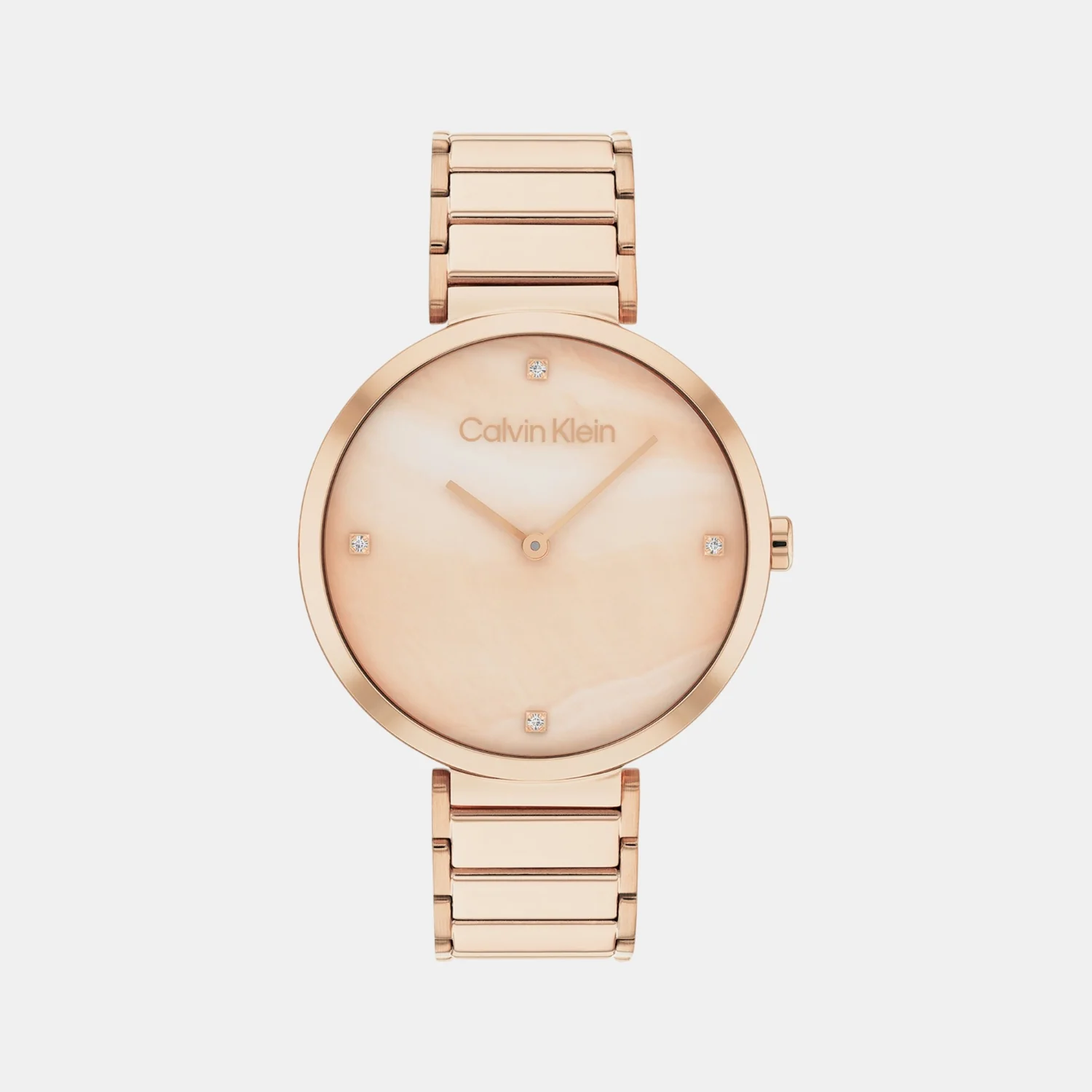 Minimalistic T-Bar Women Quartz Rose Gold Dial Analog Stainless Steel Watch 25200429