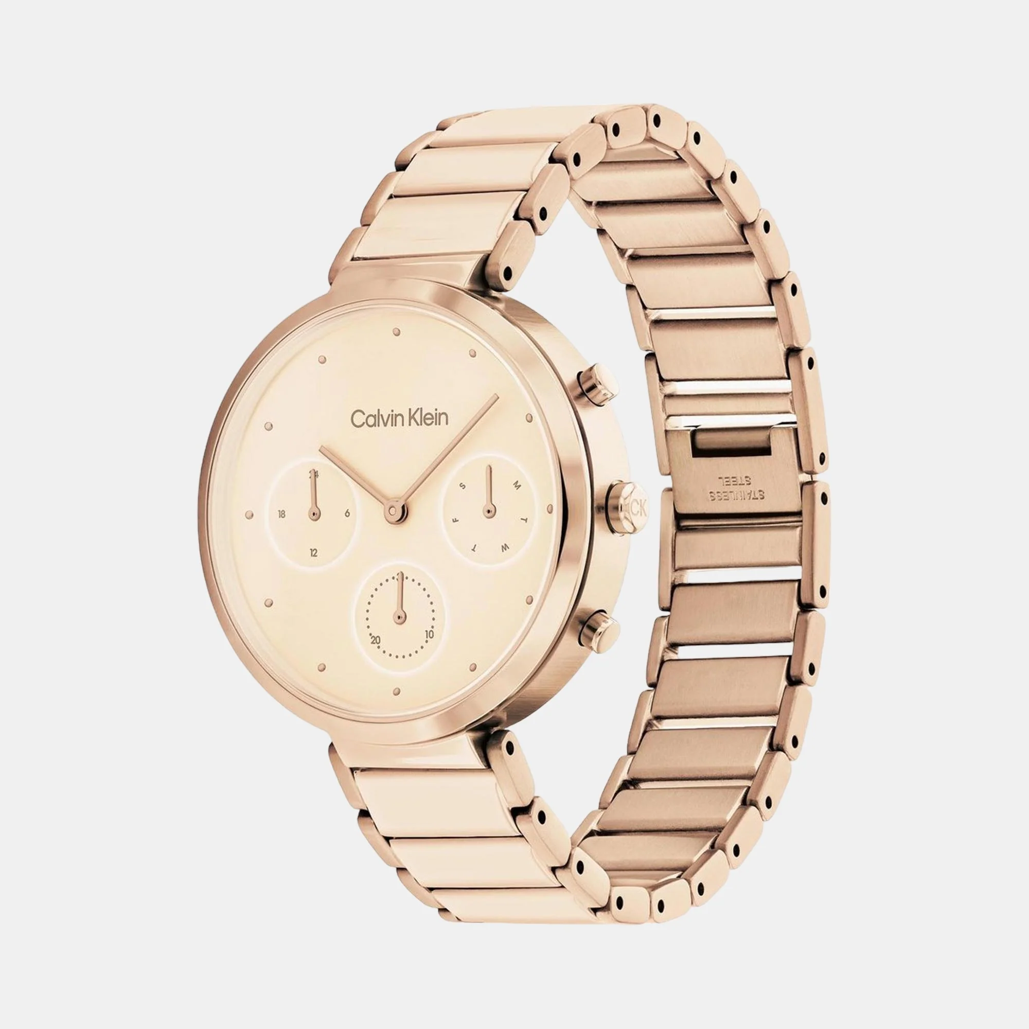 Minimalistic T-Bar Women Quartz Rose Gold Dial Chronograph Stainless Steel Watch 25200319 - Image 2
