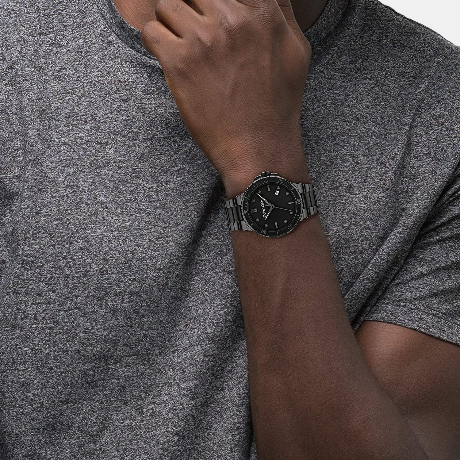 Sport Men Quartz Black Dial Analog Stainless Steel Watch 25200205 - Image 3
