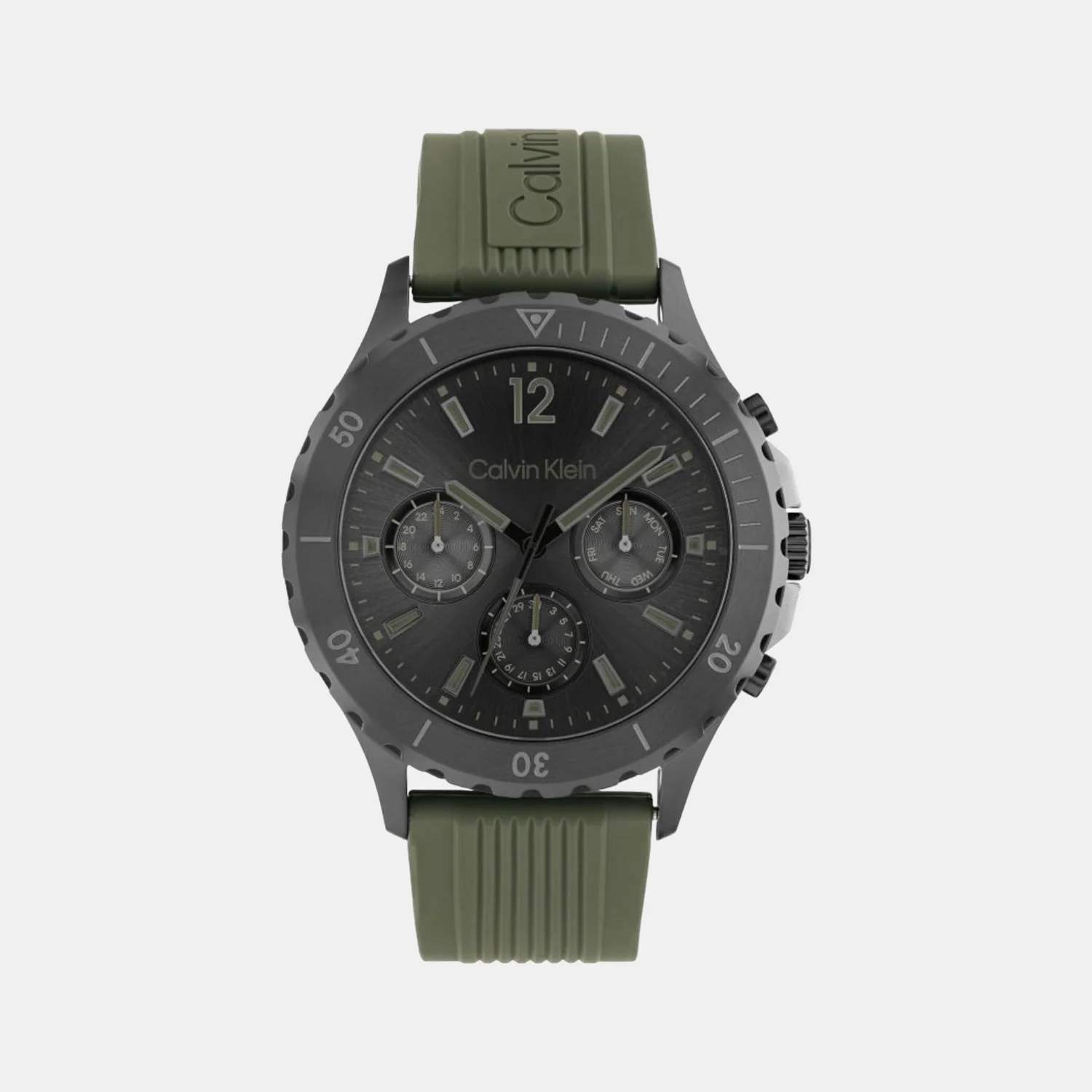 Sport Men Quartz Black Dial Chronograph Silicone Watch 25200119