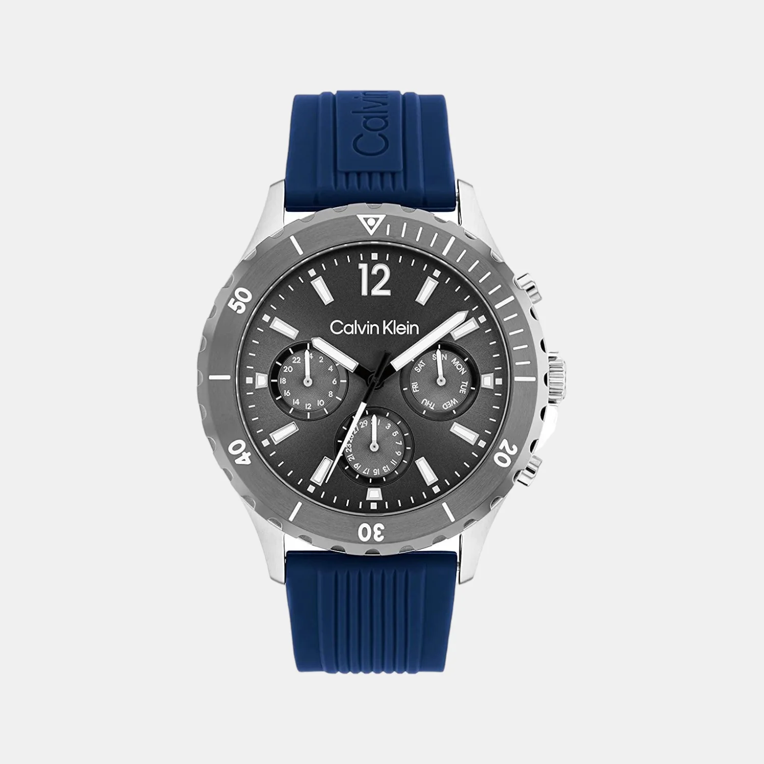 Sport Men Quartz Grey Dial Chronograph Silicone Watch 25200120