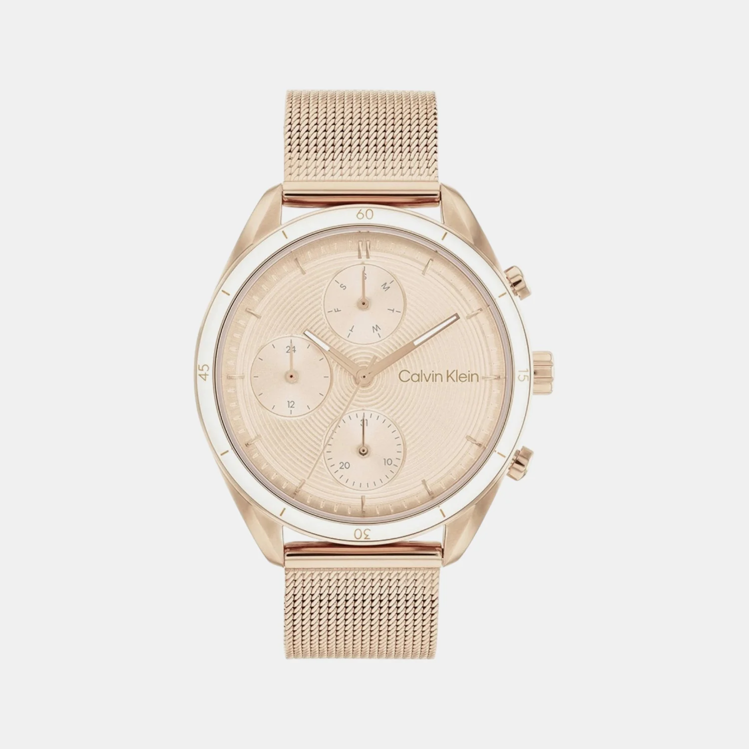 Sport Women Quartz Blush Dial Analog Mesh Watch 25200175