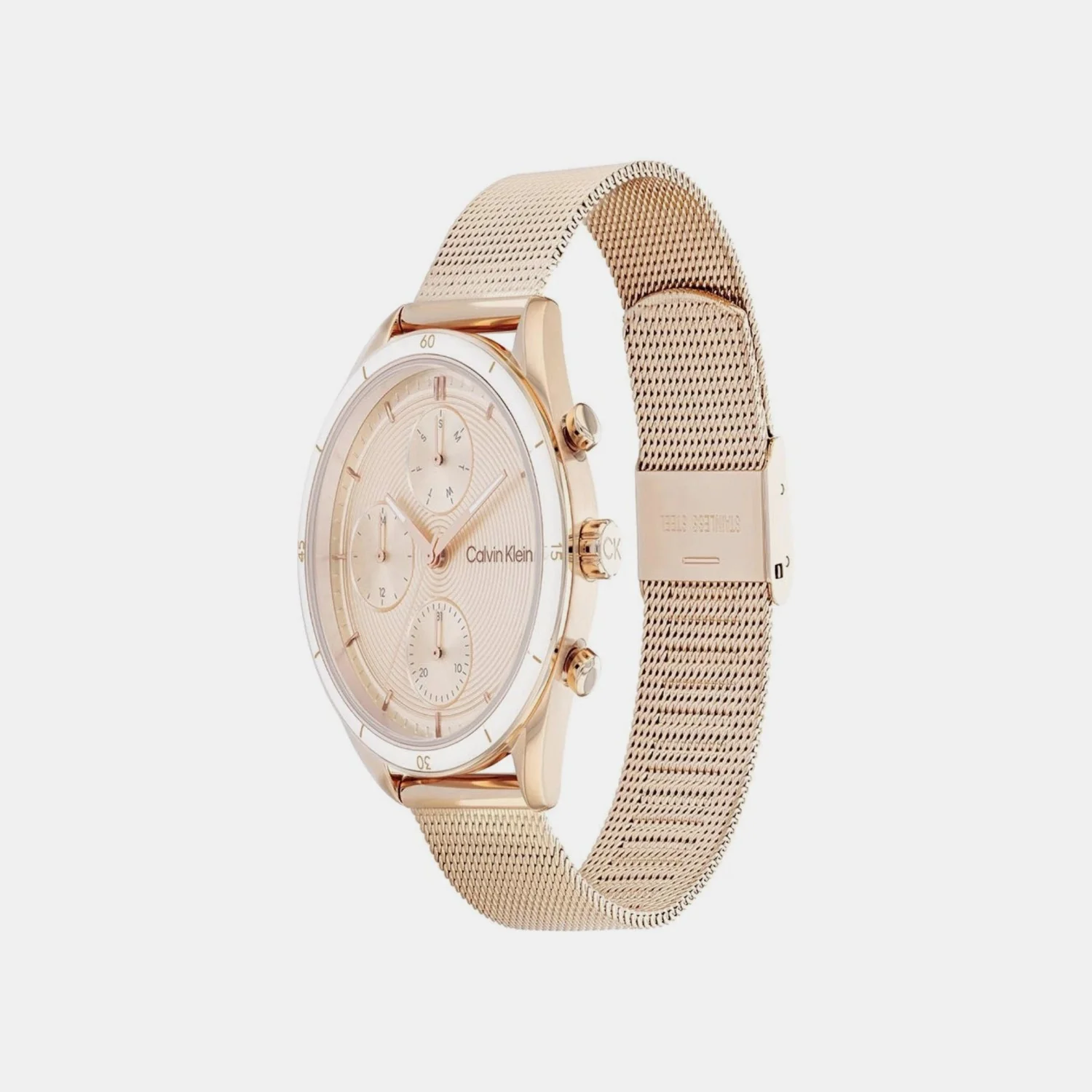Sport Women Quartz Blush Dial Analog Mesh Watch 25200175 - Image 3