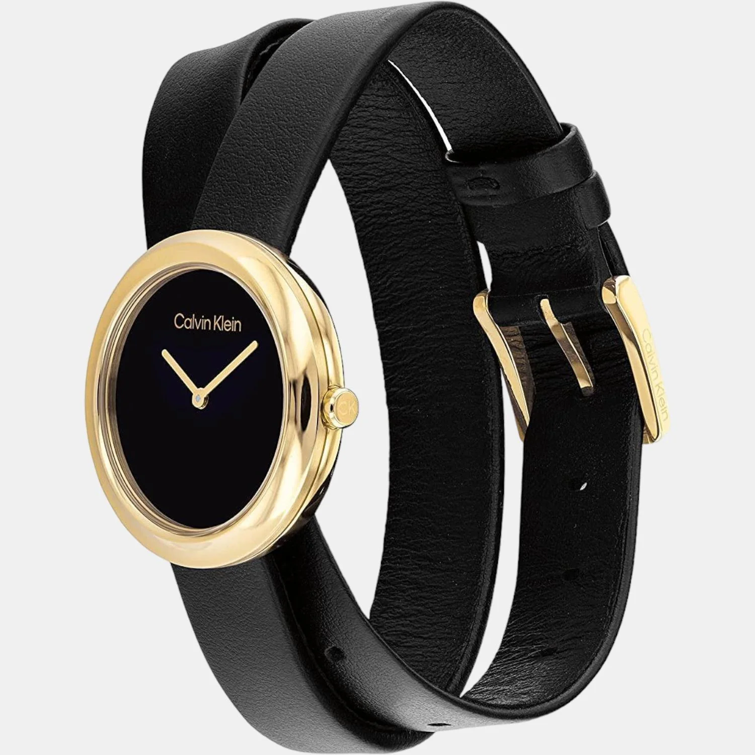 Twisted Bezel Women Quartz Black Dial Analog Leather Watch 25200095 - Image 2