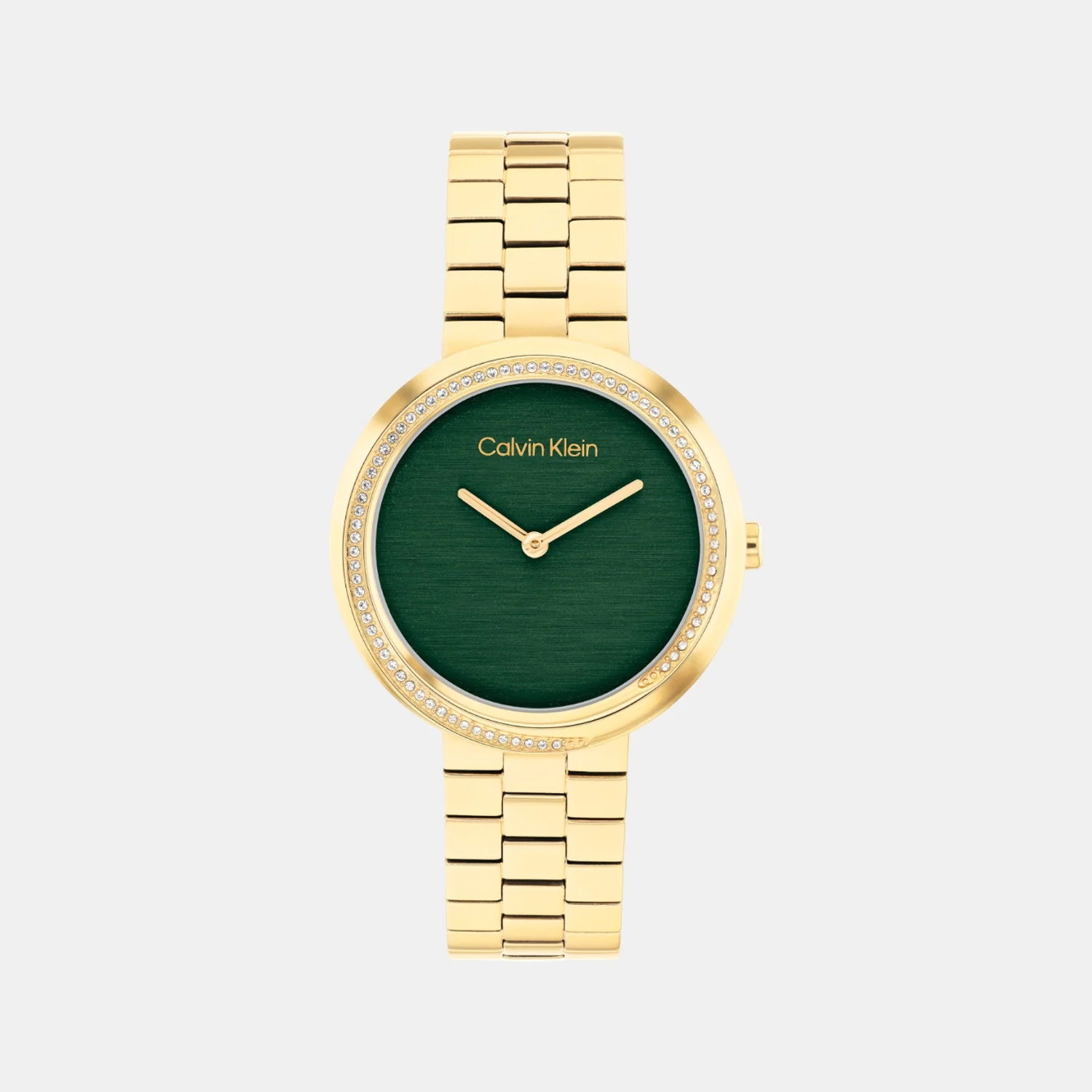 Twisted Bezel Women Quartz Green Dial Analog Stainless Steel Watch 25100167