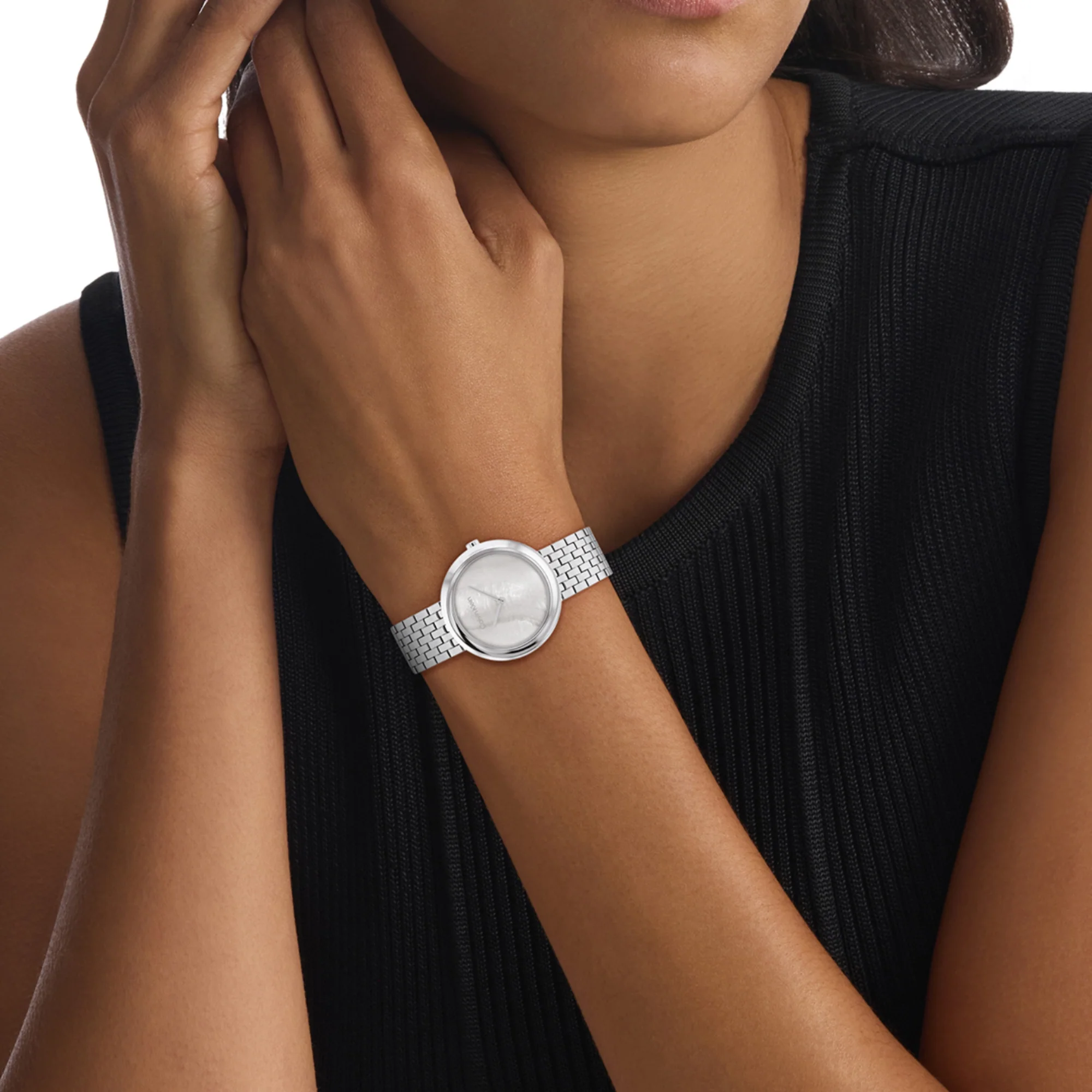 Twisted Bezel Women Quartz Mother Of Pearl Dial Analog Stainless Steel Watch 25200320 - Image 5
